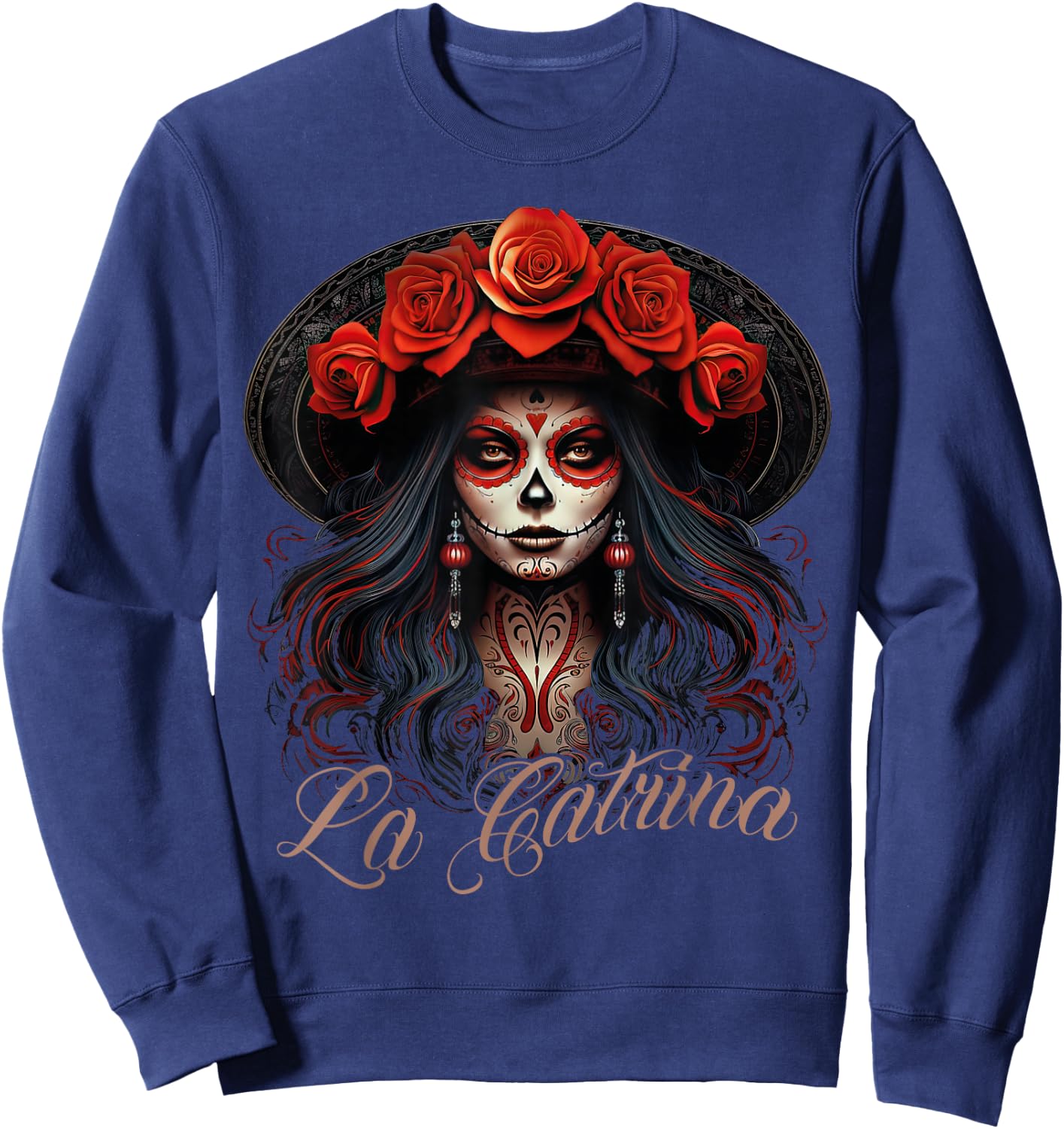 La Catrina Cool Dia De Los Muertos Design La Catrina , black Sweatshirt - Sweatshirt | Navy