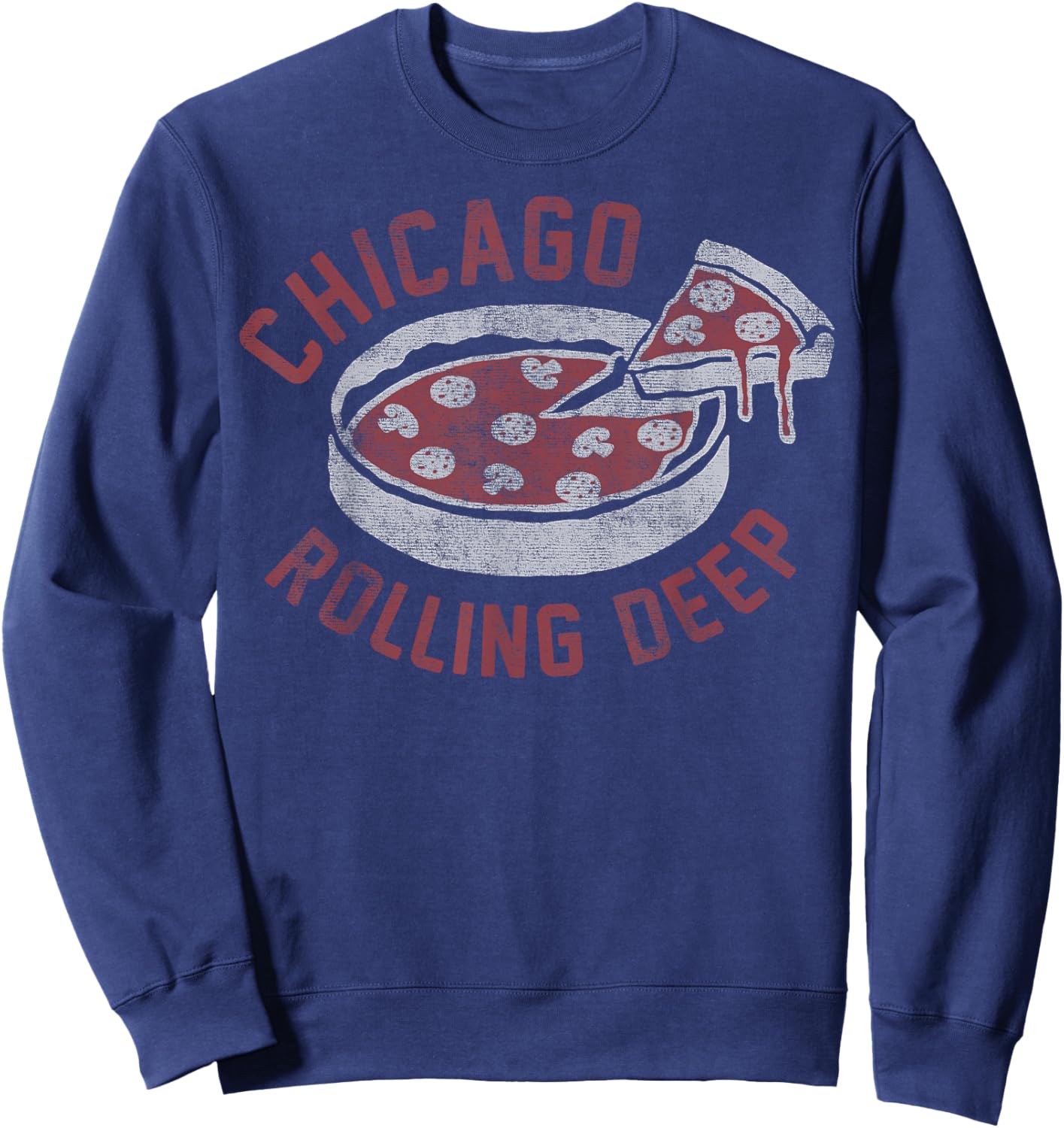 Chicago Rolling Deep Dish Pizza Vintage Sweatshirt - Sweatshirt | Navy