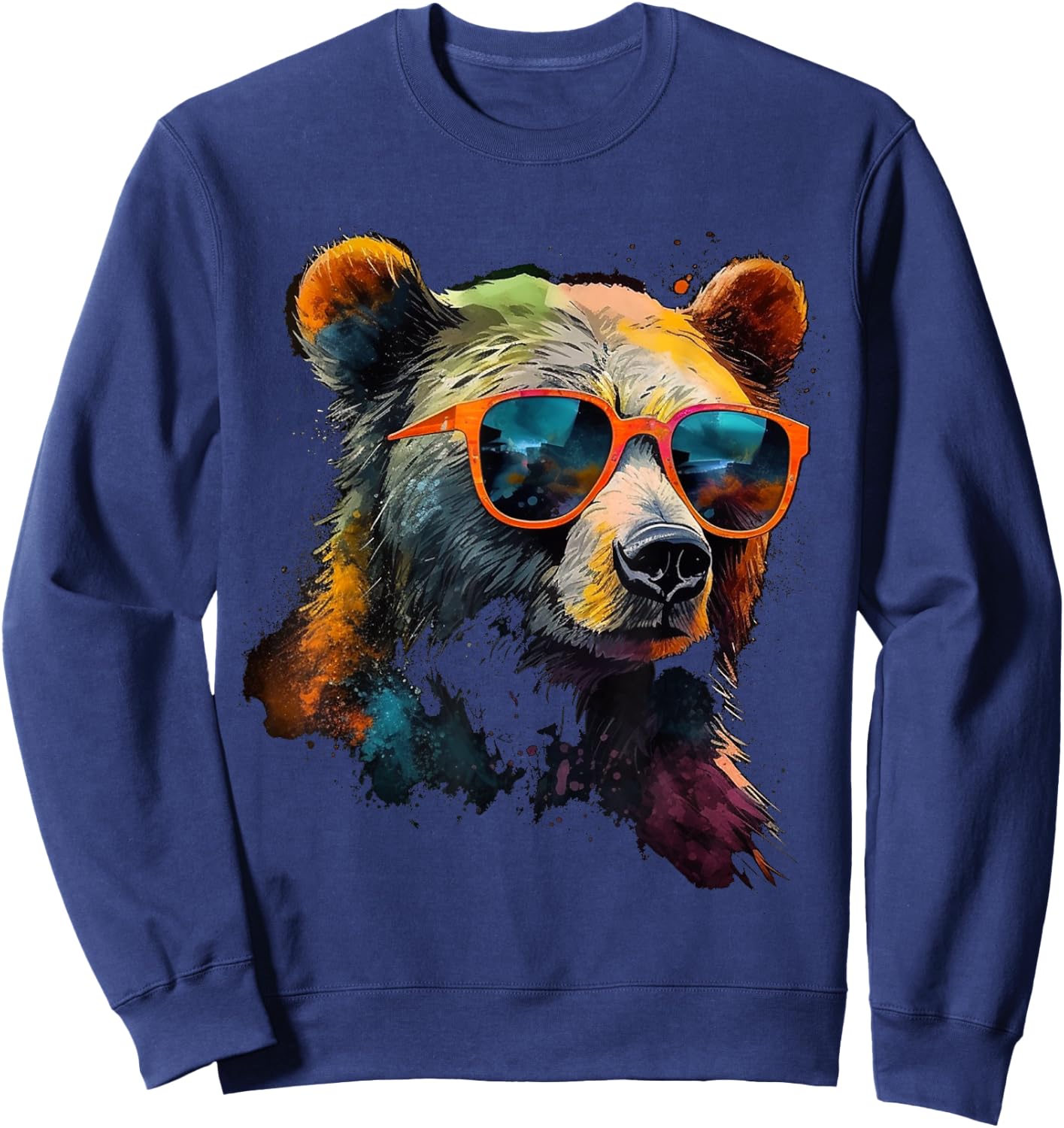 Bear Sunglasses Colourful Art Animal Bear Sweatshirt - Sweatshirt | Navy