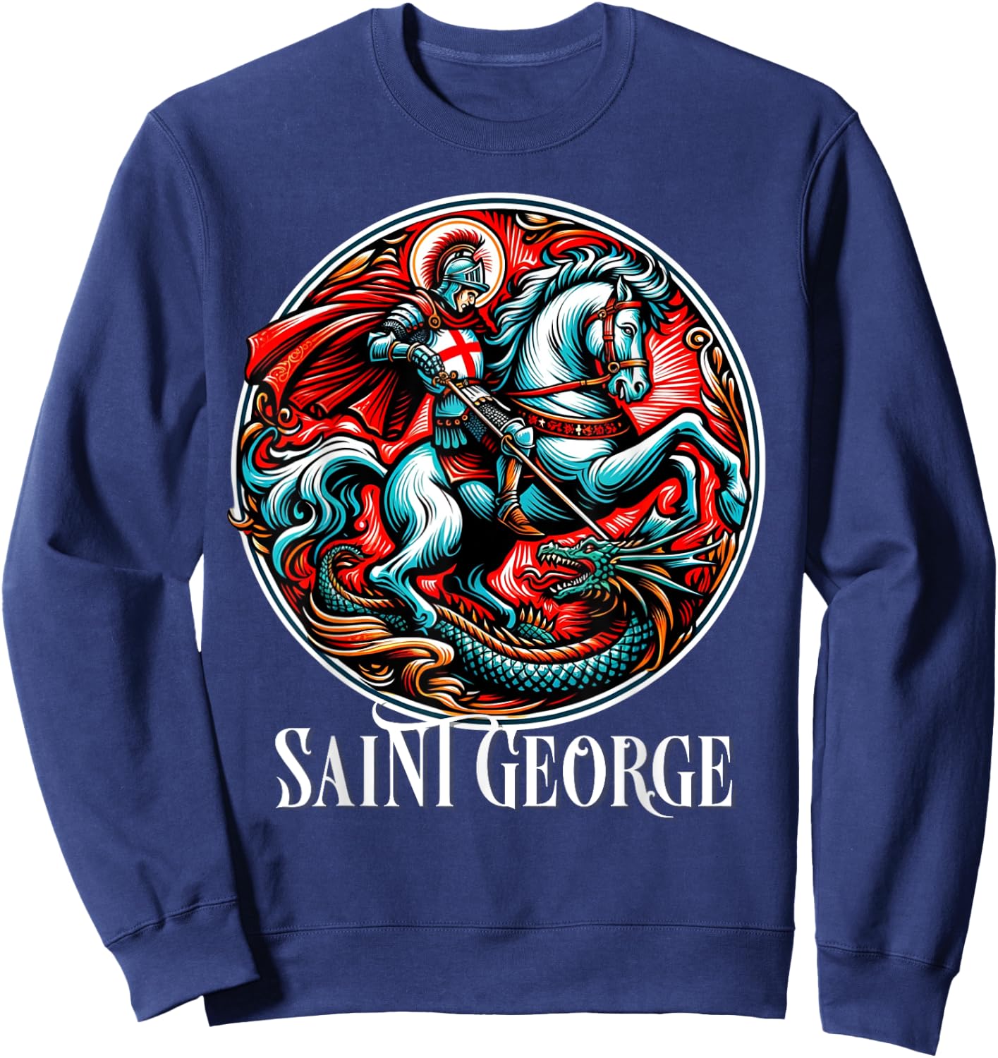 Saint George and the Dragon England Catholic Sweatshirt - Sweatshirt | Navy