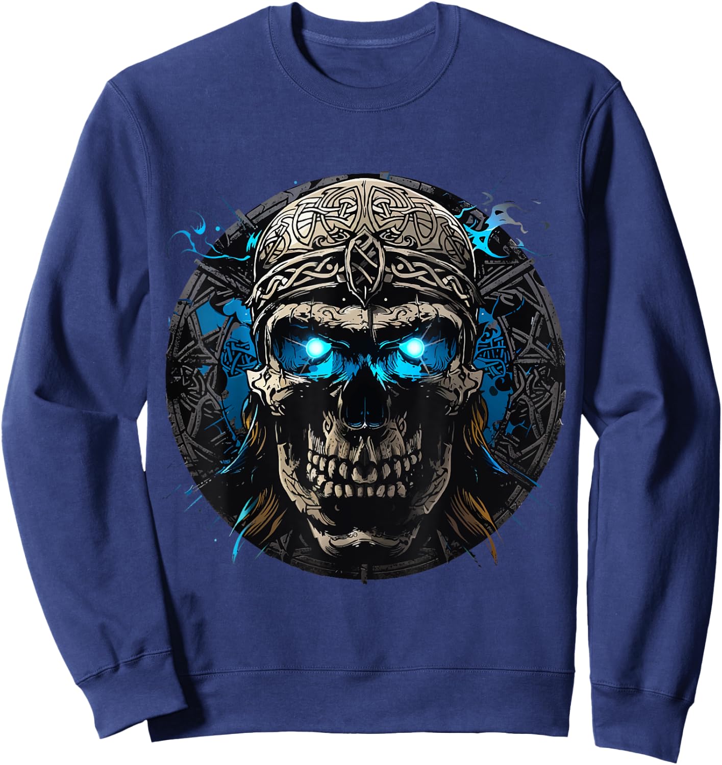 Viking Skull Valhalla Celten Nordmann Skull Vikings , Black, S Sweatshirt - Sweatshirt | Navy