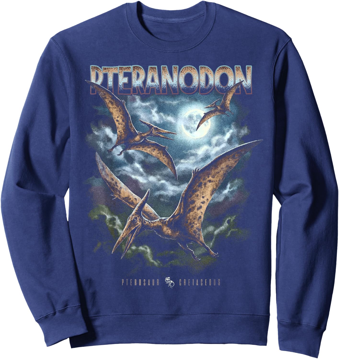 Vintage Pteranodon 90s Bootleg Dinosaur Prehistoric Dino Sweatshirt - Sweatshirt | Navy
