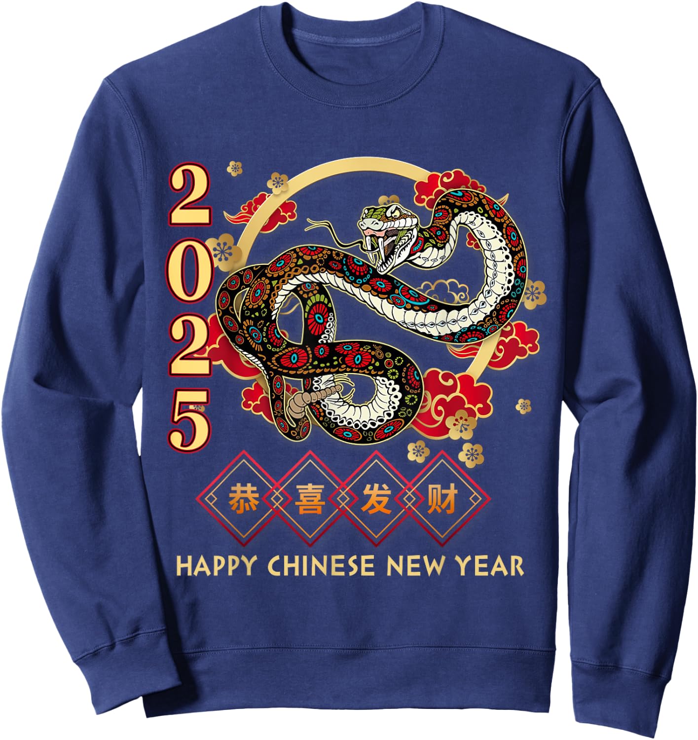 Year Of The Snake 2025 Vintage Chinese Art Women Men Sweatshirt - Sweatshirt | Navy