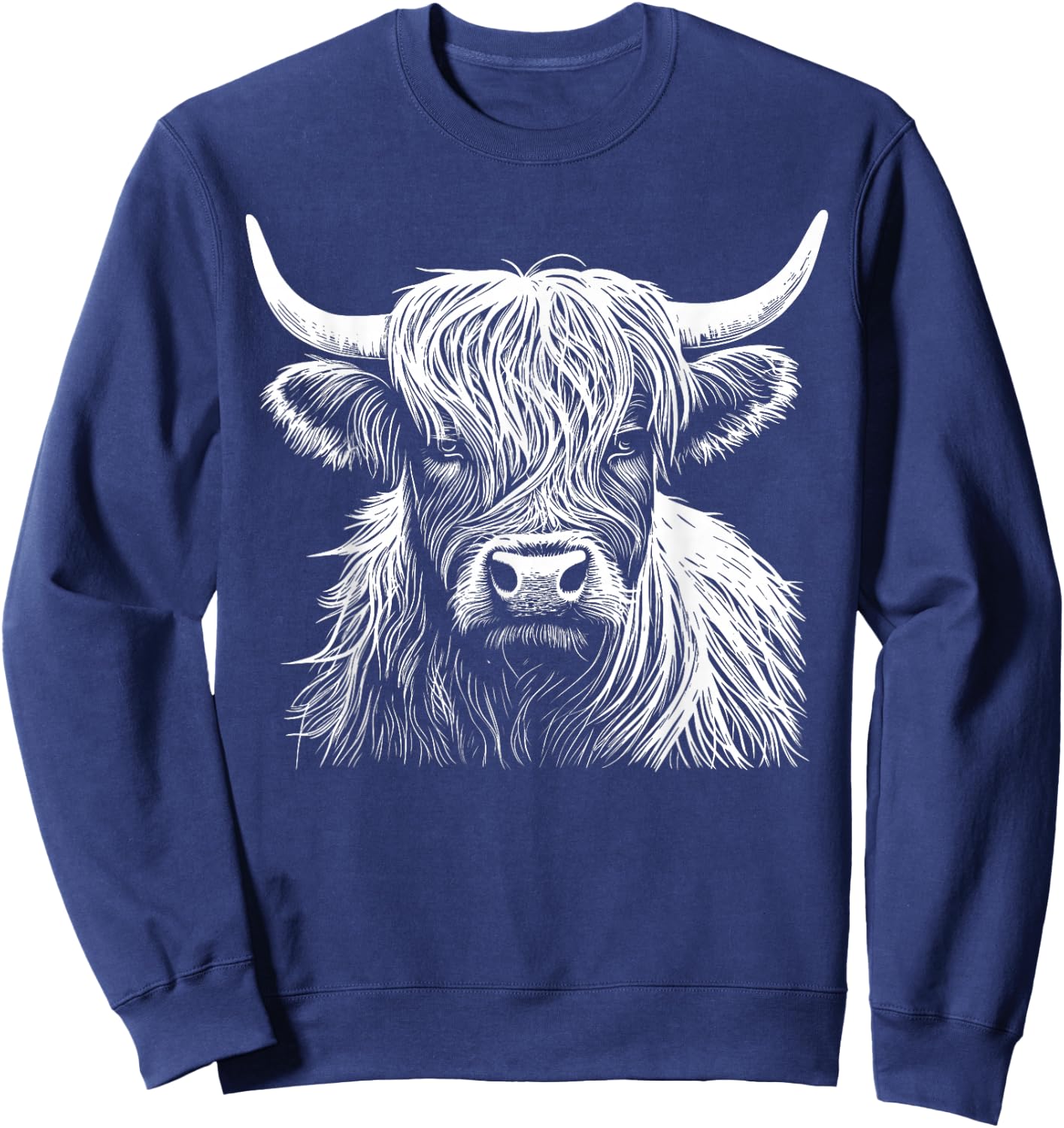 Highland Cow Scotland Scottish Fluffy Cow Cute Highland Coo Sweatshirt - Sweatshirt | Navy