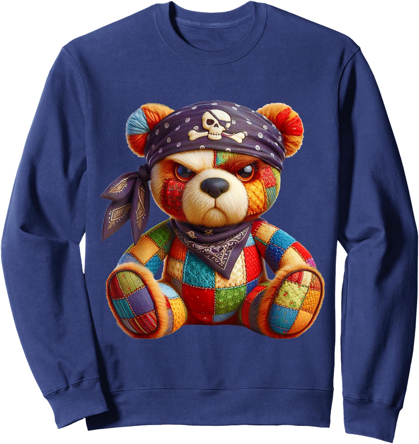 Pirate Bear Patchwork - Adventure & Style Sweatshirt - Sweatshirt | Navy