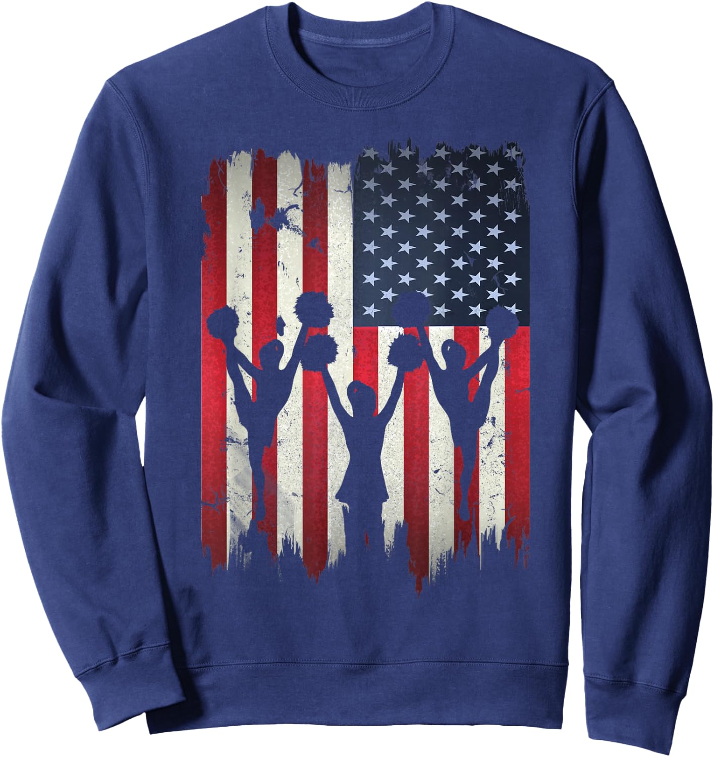 Cheerleaders USA American Flag 4th of July Cheerleading Sweatshirt - Sweatshirt | Navy
