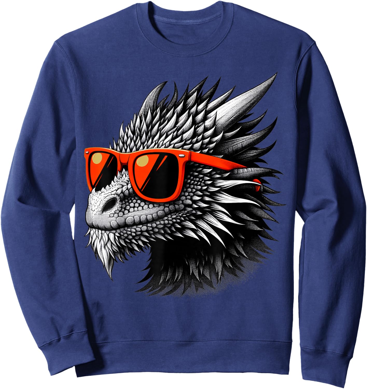 Cool Dragon Wearing Sunglasses Graphic Art Sweatshirt - Sweatshirt | Navy