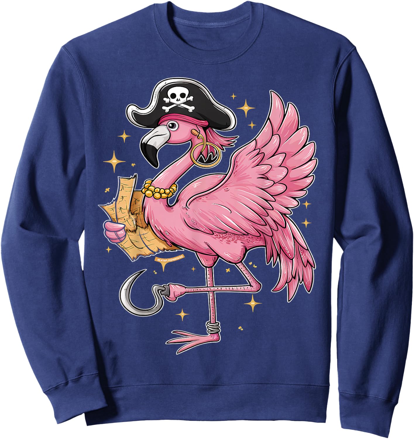Pirate Pink Flamingo Halloween Party Girls women Sweatshirt - Sweatshirt | Navy