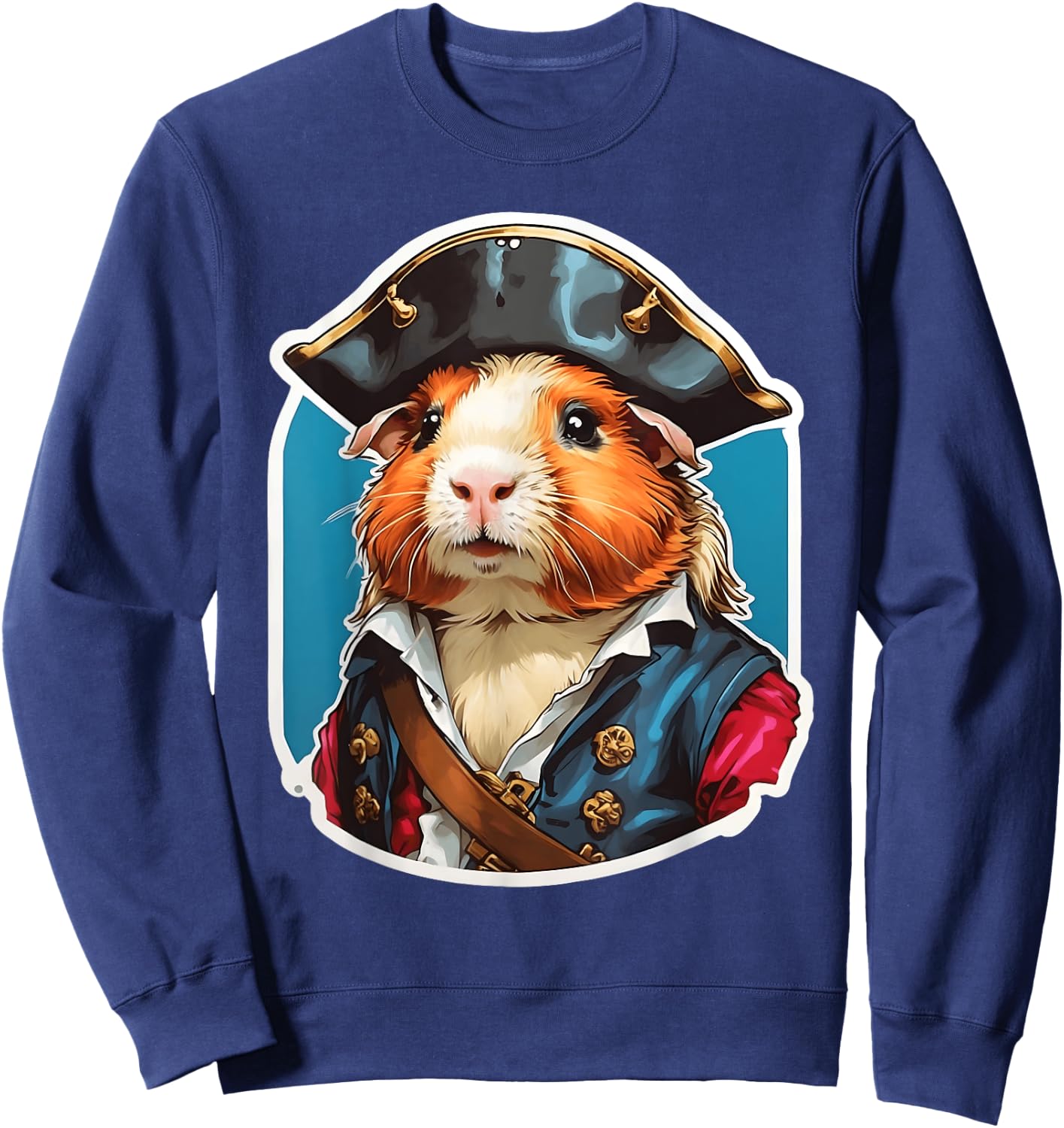 Guinea Pig Pirate Design - Adorable Pet in Pirate Attire Sweatshirt - Sweatshirt | Navy