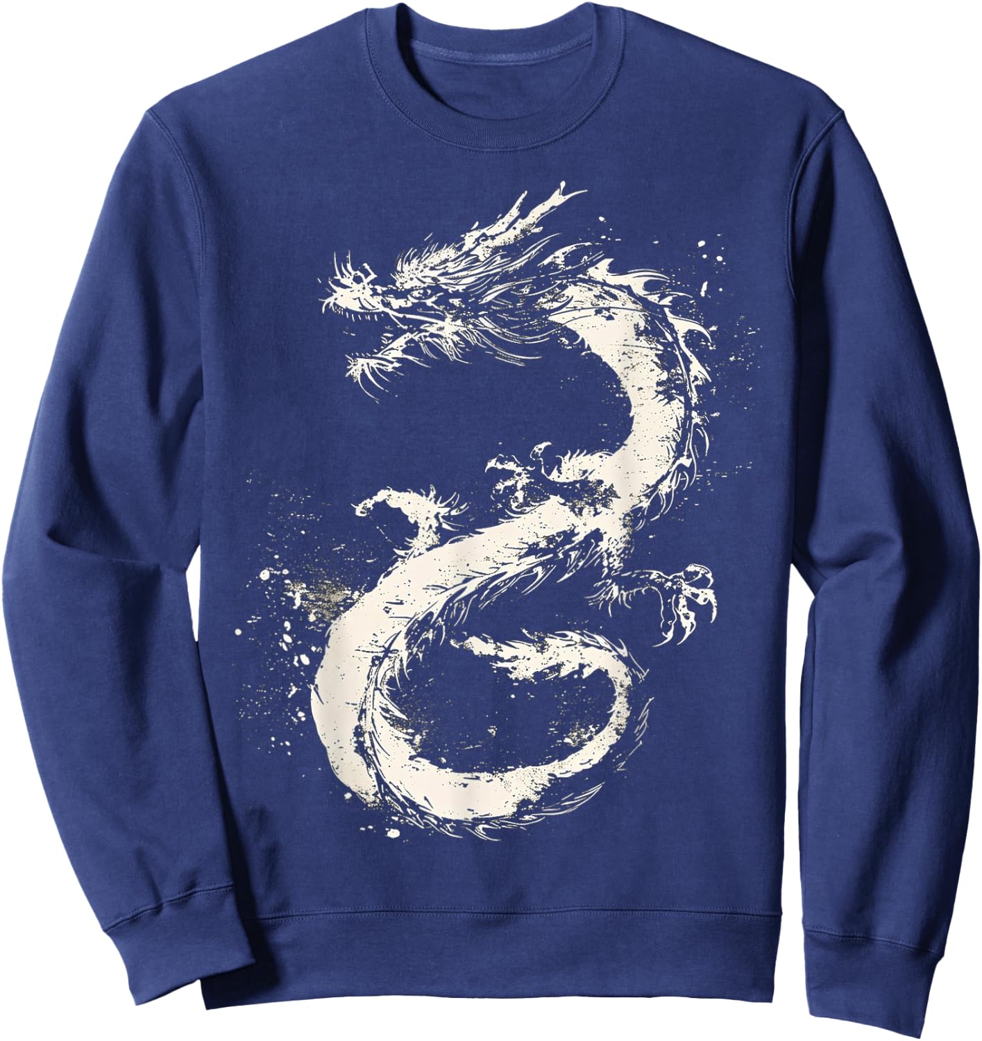Dragon Drawing Painting Animal Art Graphic Dragon Sweatshirt - Sweatshirt | Navy