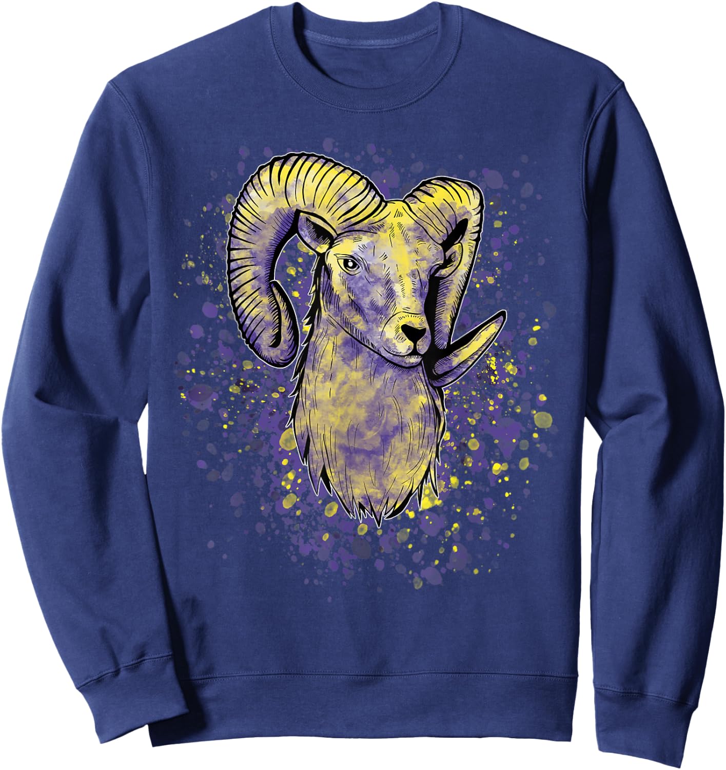 Widderkopf Astrologie Tierkreiszeichen Sternzeichen Widder Sweatshirt - Sweatshirt | Navy