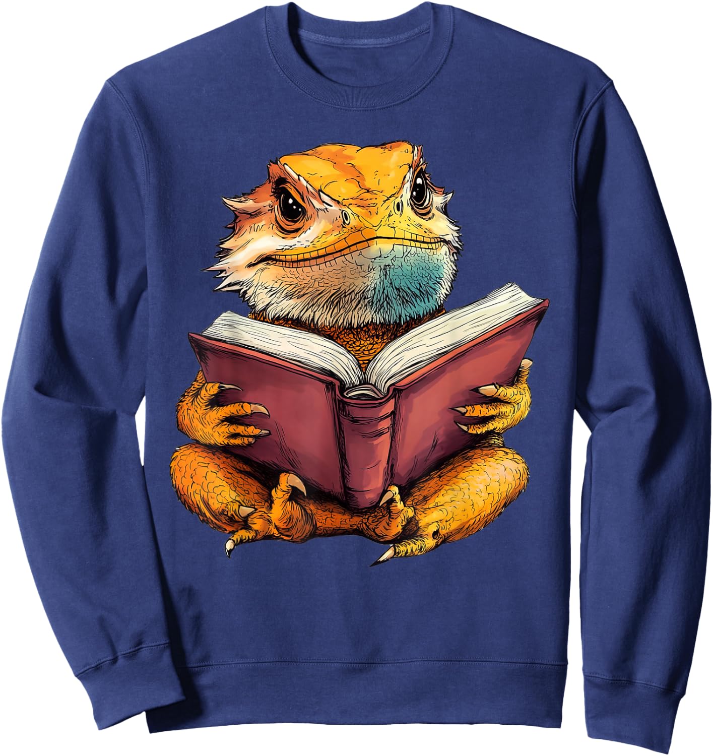 Cute Bearded Dragon Reading Book Sweatshirt - Sweatshirt | Navy