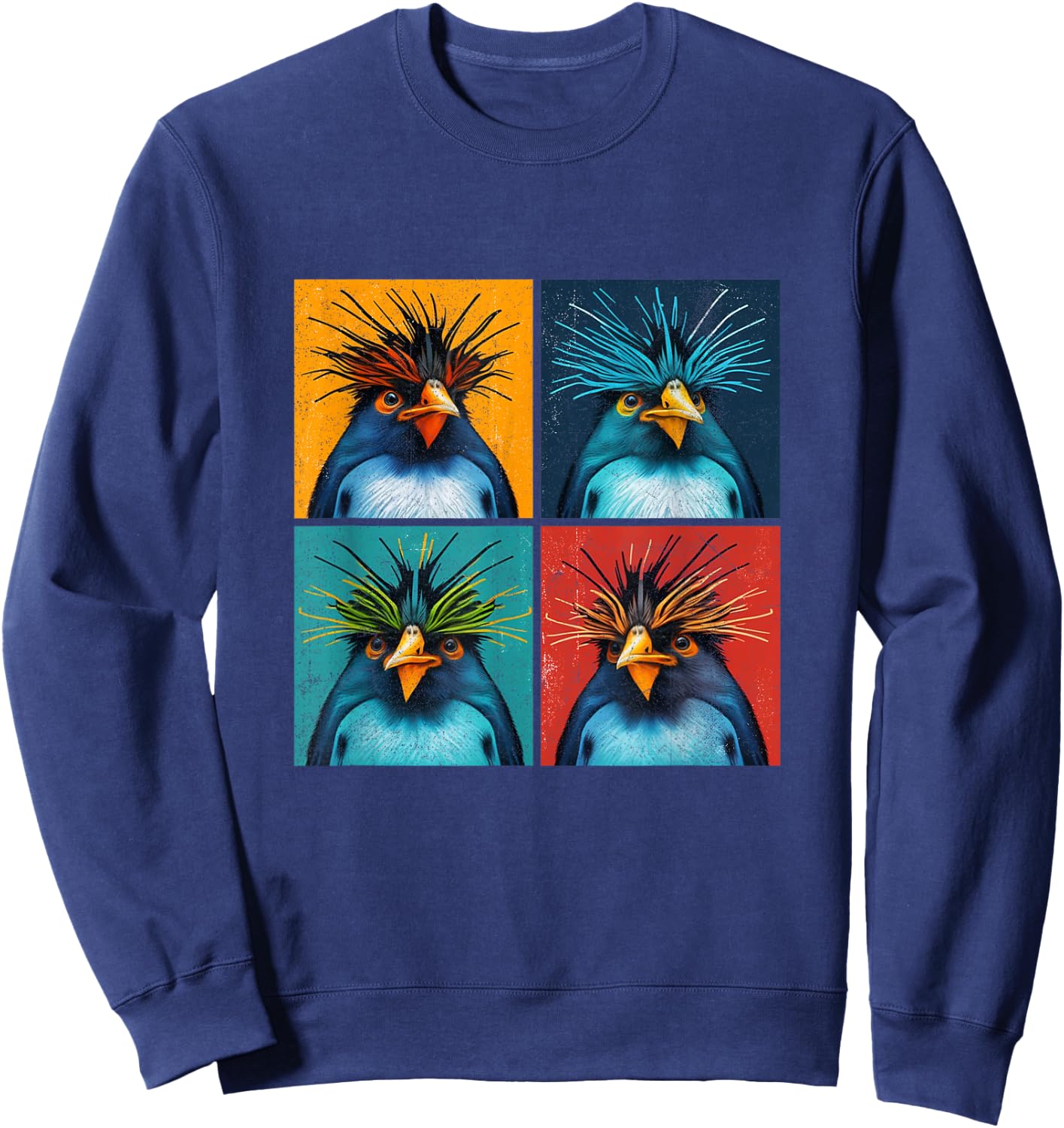 Rockhopper Penguin Pop Art Design Illustration Colourful Men Sweatshirt - Sweatshirt | Navy