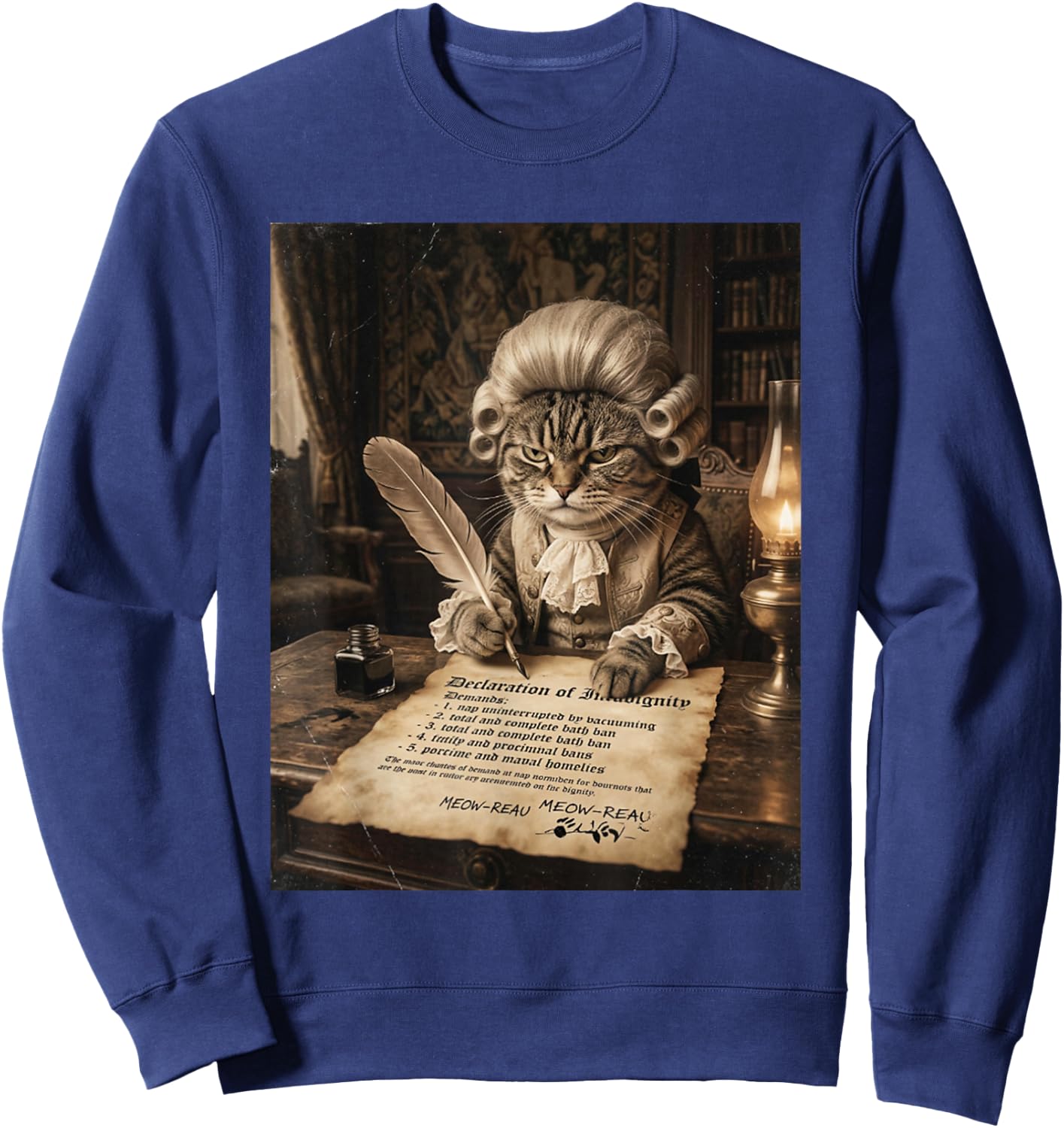 Cat Meme Funny Cat Lover Meme Humor Hilarious Cat Graphic Sweatshirt - Sweatshirt | Navy
