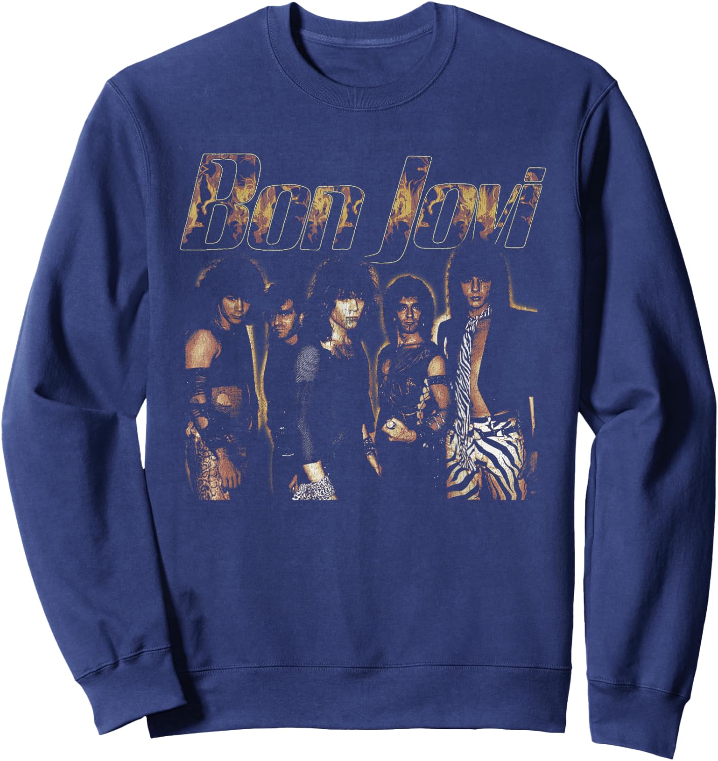 Official Bon Jovi Flames , black Sweatshirt - Sweatshirt | Navy