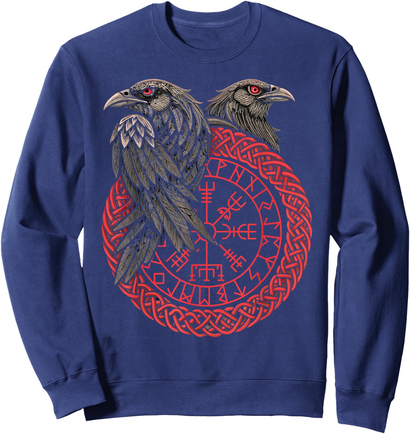 Retro Wikinger Kompass Vegvisir Nordic Rune Rabe Sweatshirt - Sweatshirt | Navy