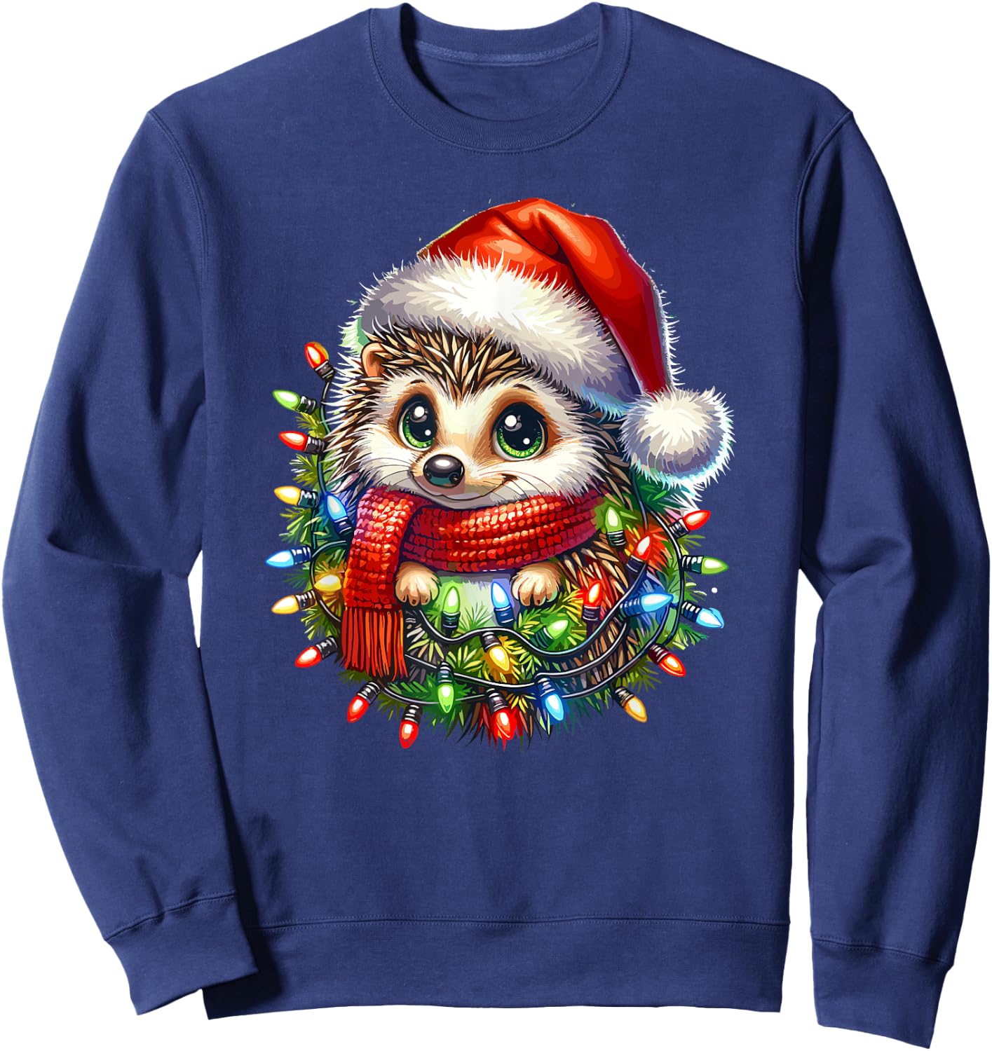 Christmas Hat Hedgehog Hedgehogs Sweatshirt - Sweatshirt | Navy