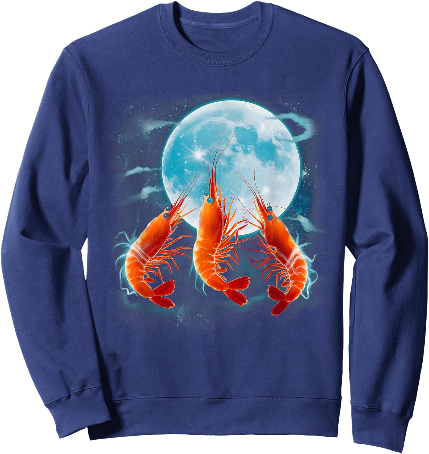 Funny Prawn Shrimp Howling the Moon Ocean Sea Animal Sweatshirt - Sweatshirt | Navy