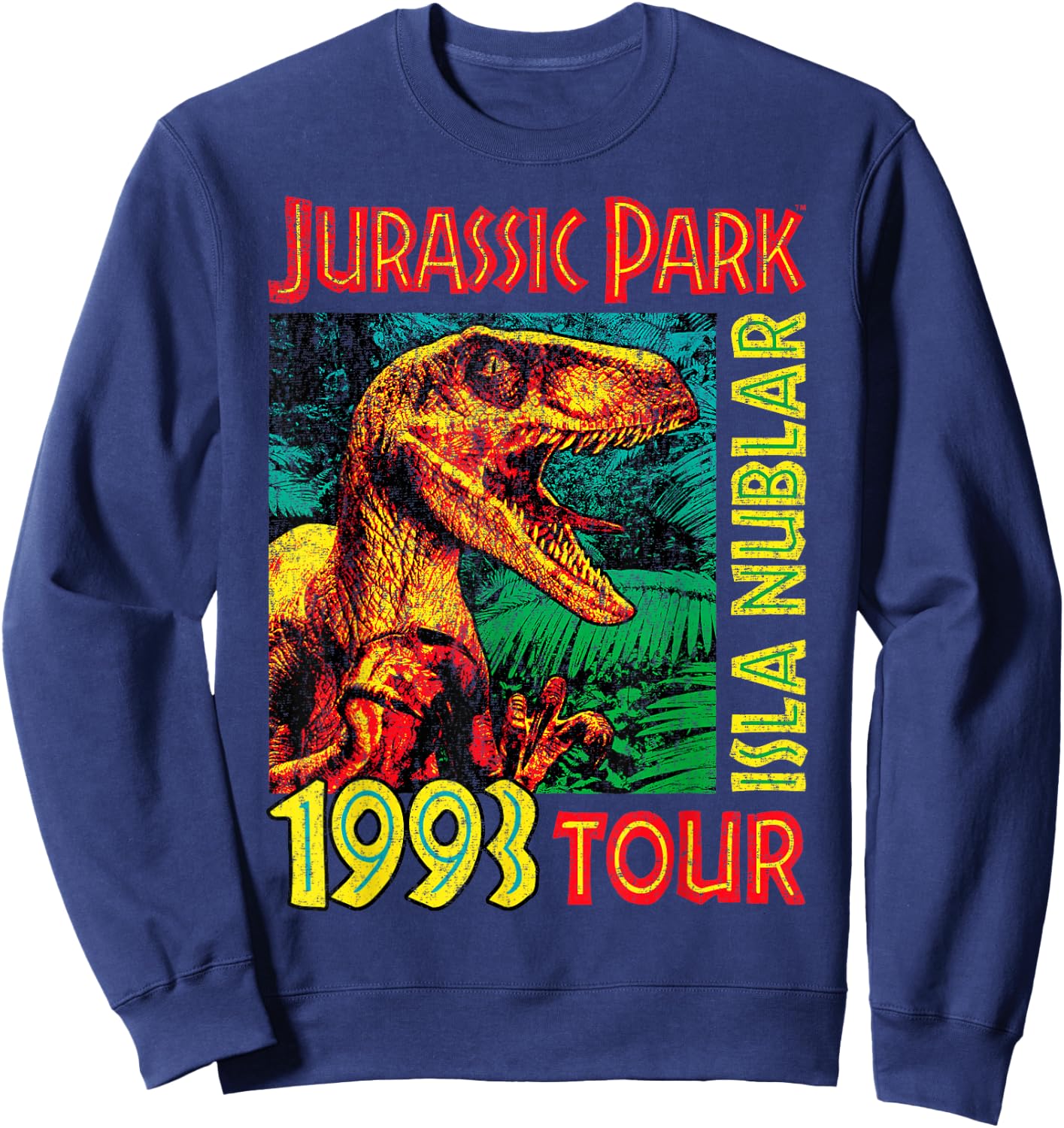 Jurassic Park Isla Nublar 1993 Tour Poster Sweatshirt - Sweatshirt | Navy