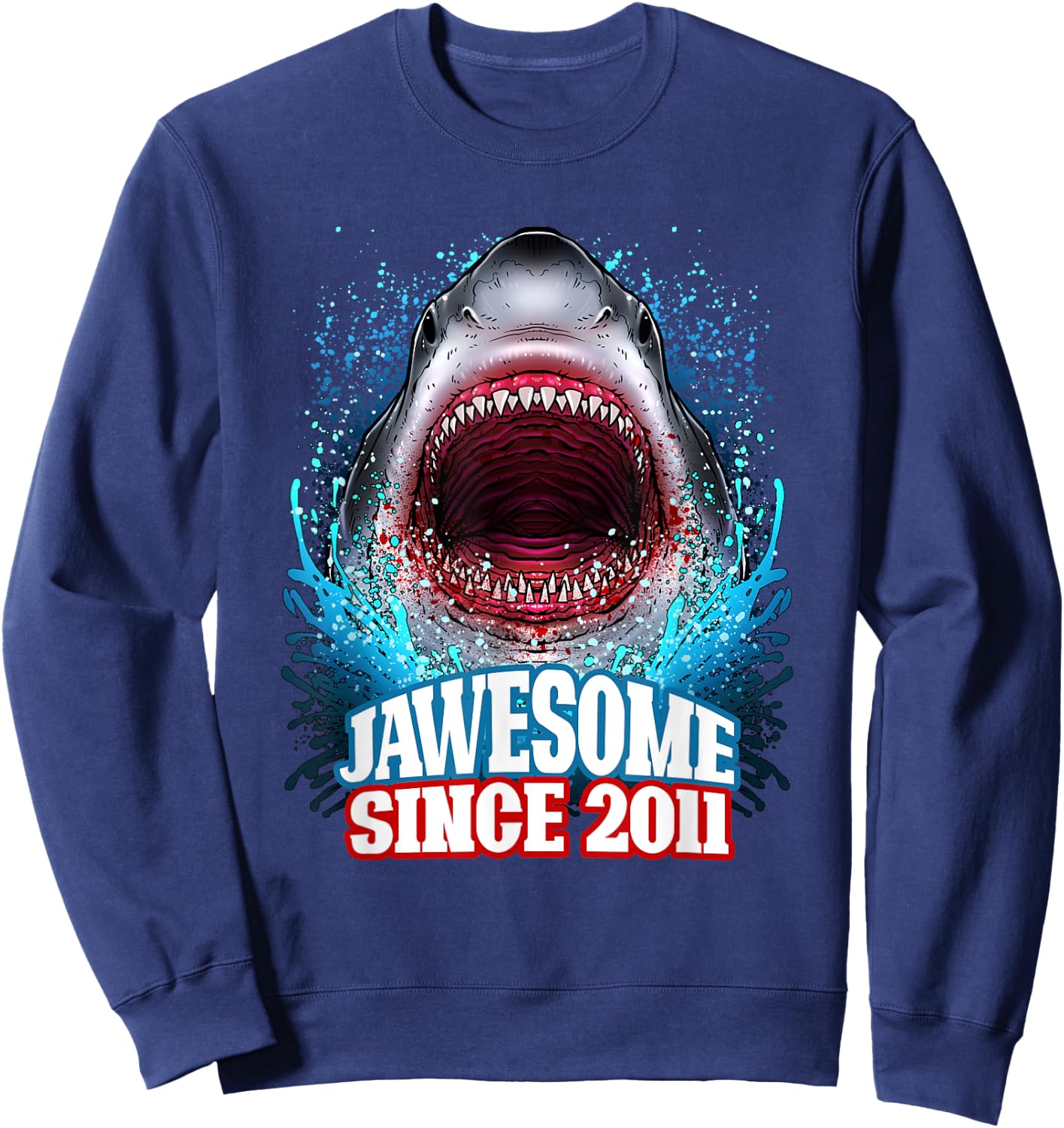 14th Birthday Jawesome Since 2011 Shark 14 Years Old Sweatshirt - Sweatshirt | Navy