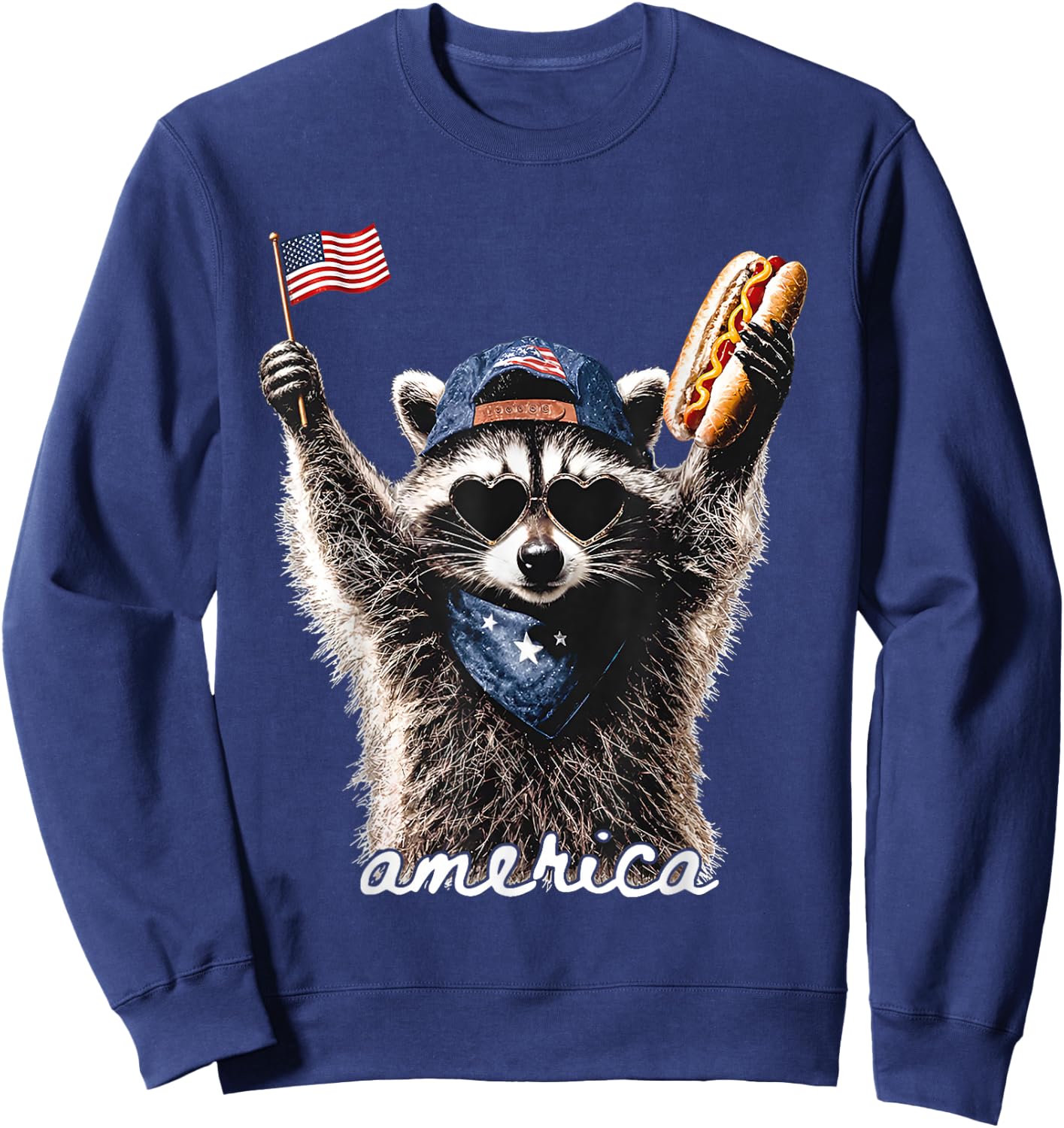 America Patriotic Raccoon Sweatshirt - Sweatshirt | Navy