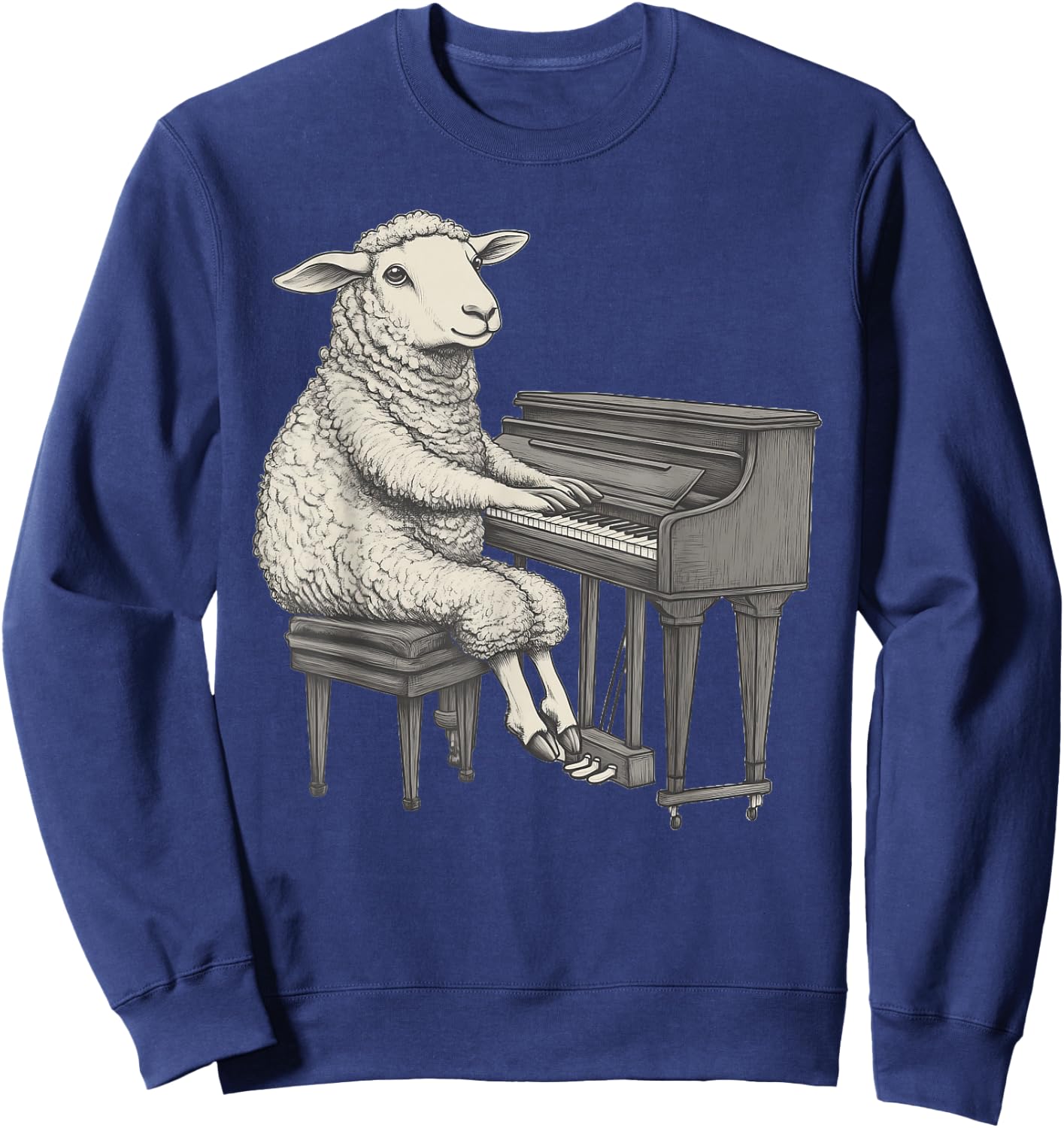 Cute Sheep Playing Piano Musician Music Sweatshirt - Sweatshirt | Navy