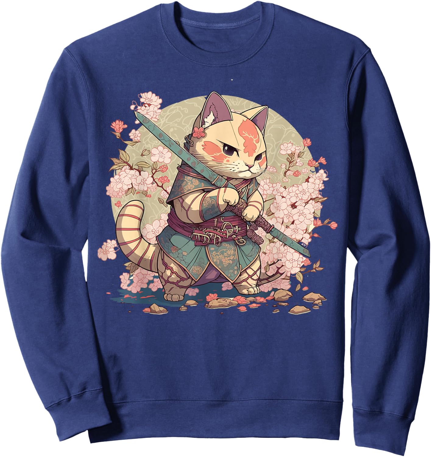 Samurai Cat Warrior Japanische Ninja Katze Kawaii Sweatshirt - Sweatshirt | Navy