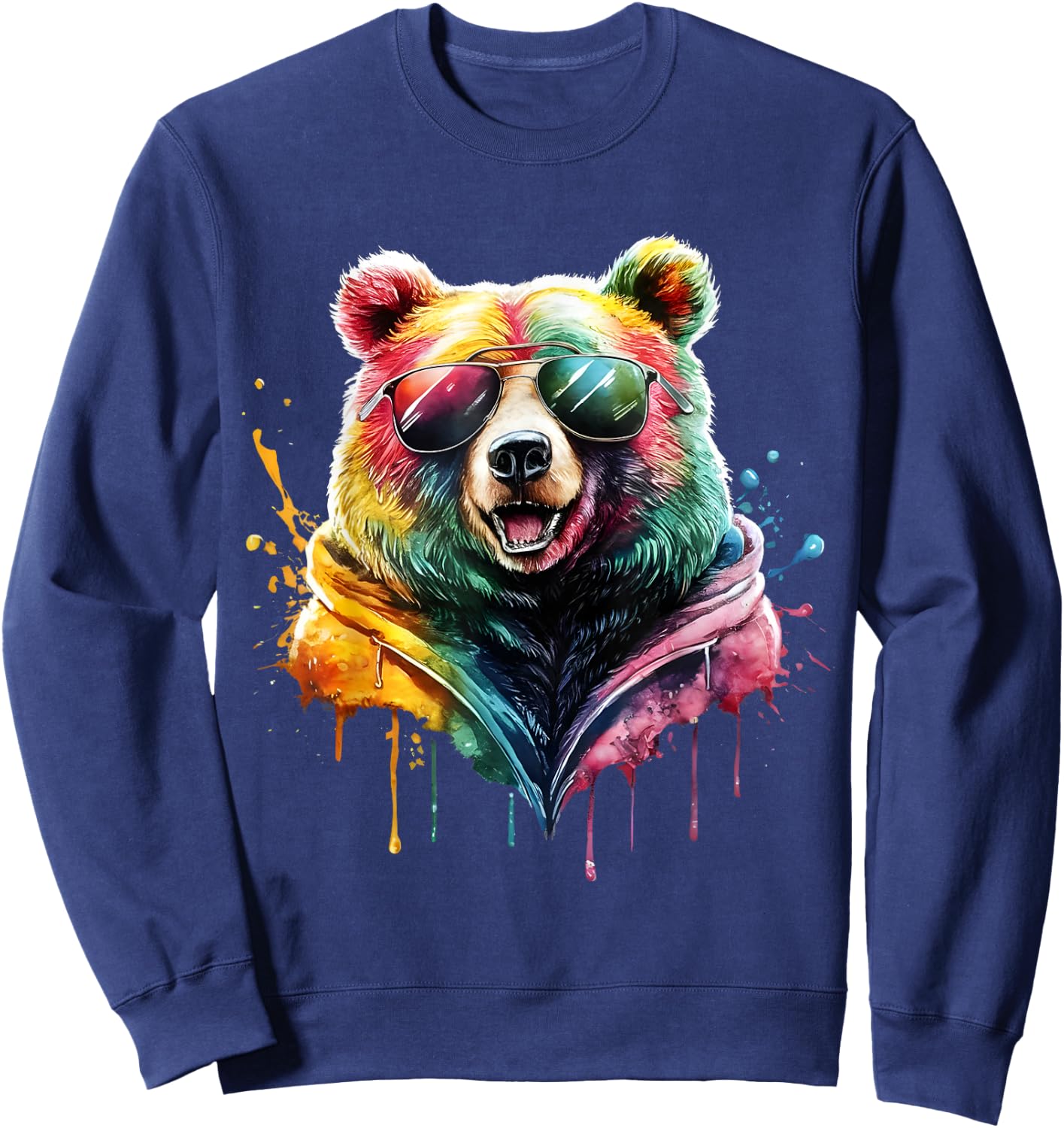 Bear Men's Women's Colourful Watercolour Bear Sweatshirt - Sweatshirt | Navy