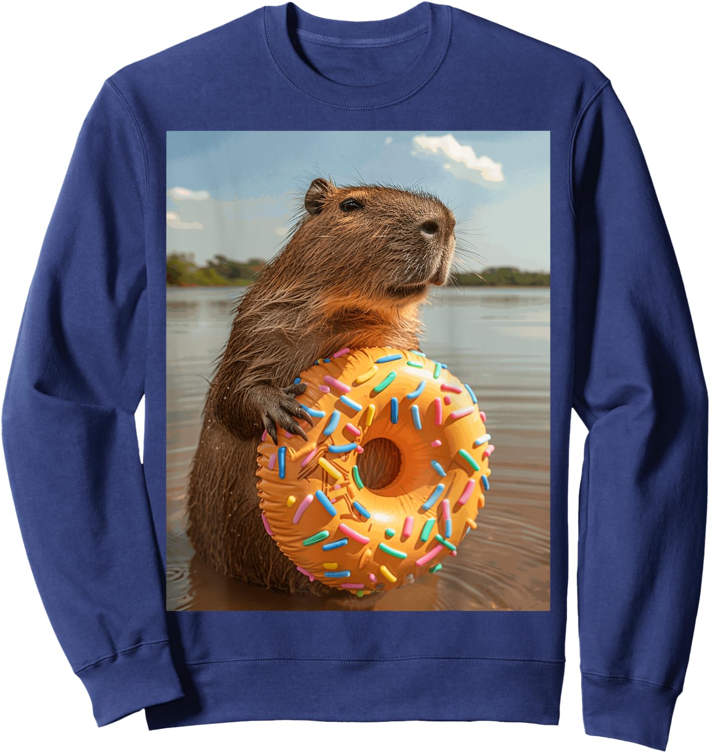Funny Graphic Capybara Sweatshirt - Sweatshirt | Navy
