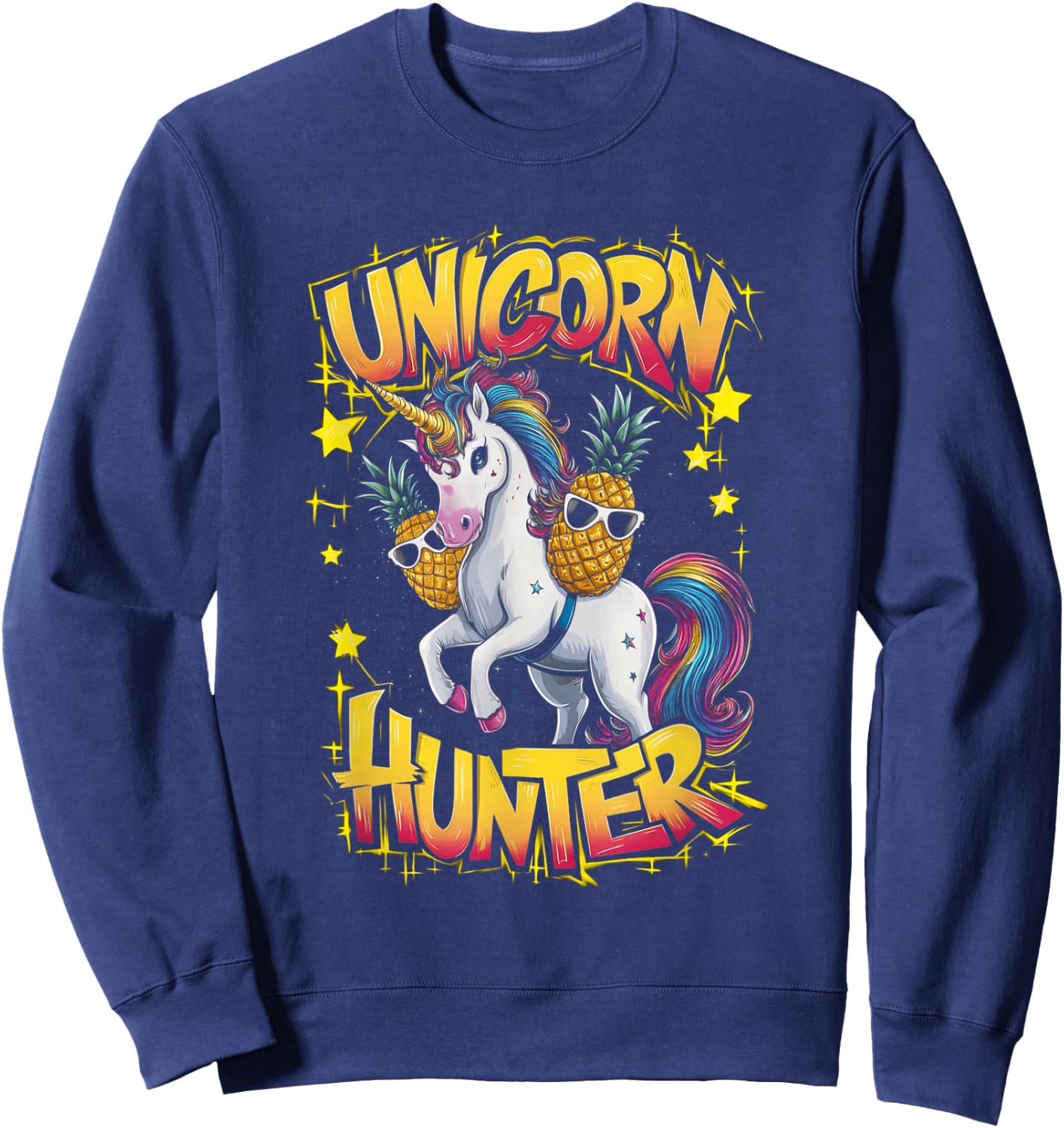 Funny Unicorn Hunter Upside Down Pineapple Swinger Party Sweatshirt - Sweatshirt | Navy