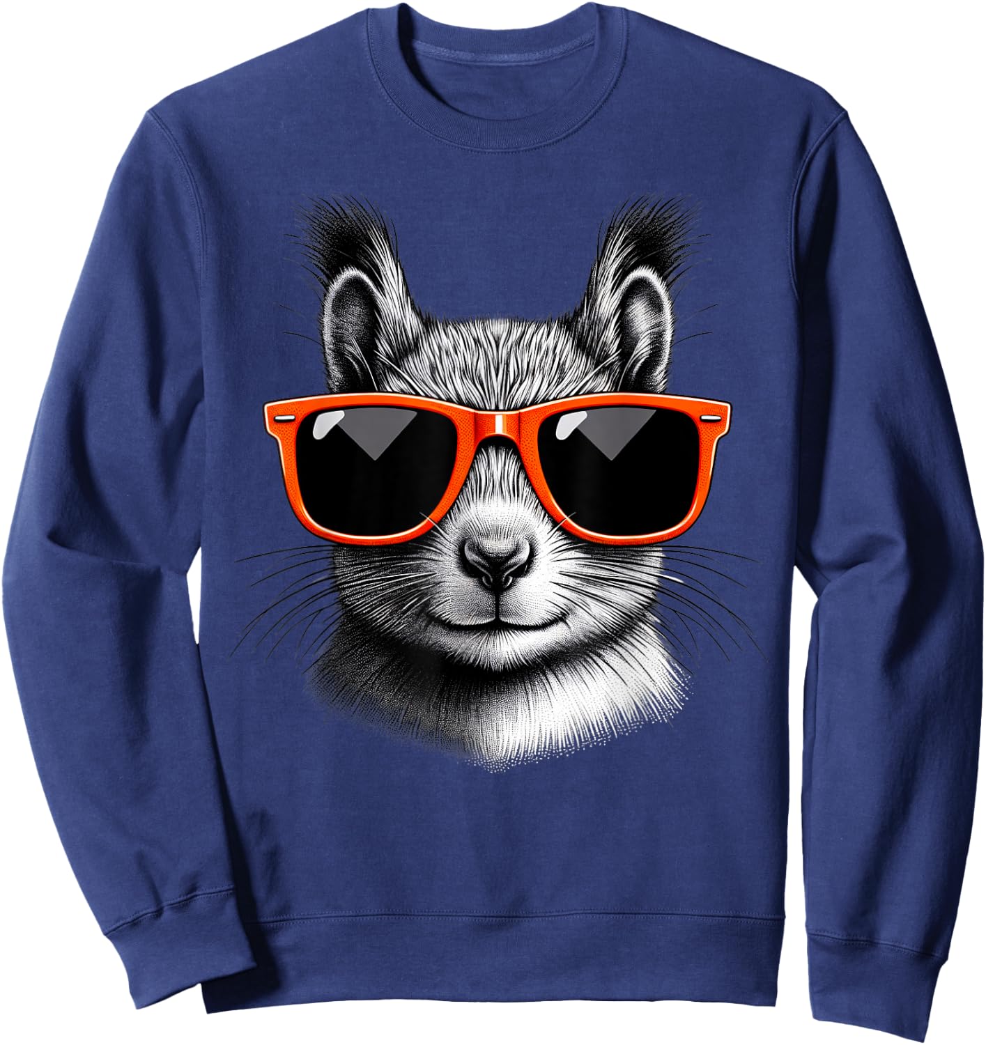 Cool Squirrel Wearing Sunglasses Graphic Art Sweatshirt - Sweatshirt | Navy