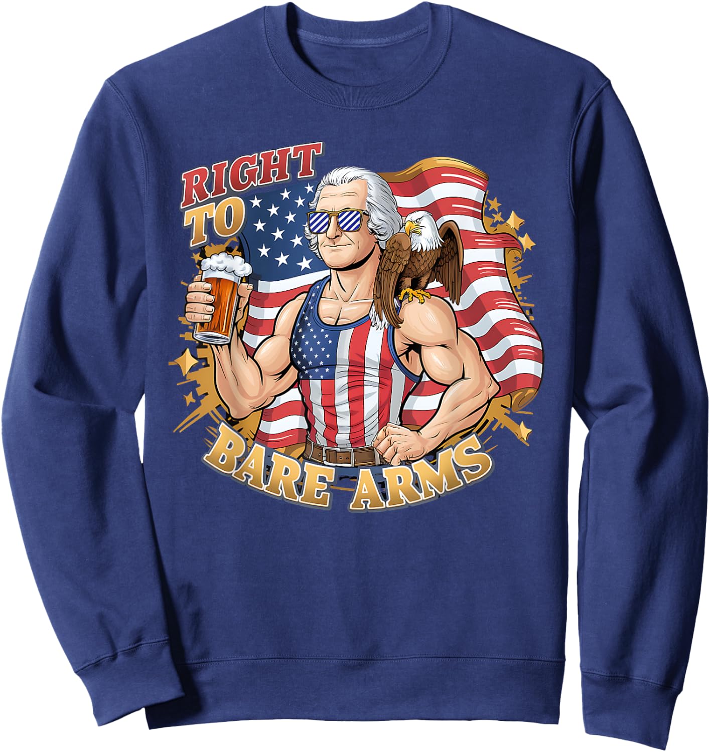 George's Right To Bare Arms 4th Of July Gym Workout Graphic Women Men Sweatshirt - Sweatshirt | Navy