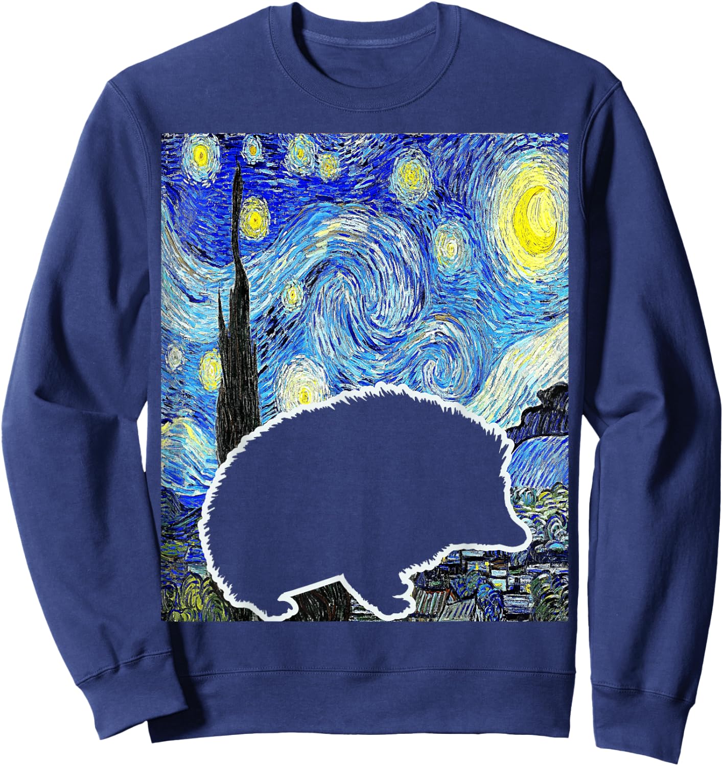 Hedgehog Starry Night Hedgehog Lover Hedgehog Painting Sweatshirt - Sweatshirt | Navy