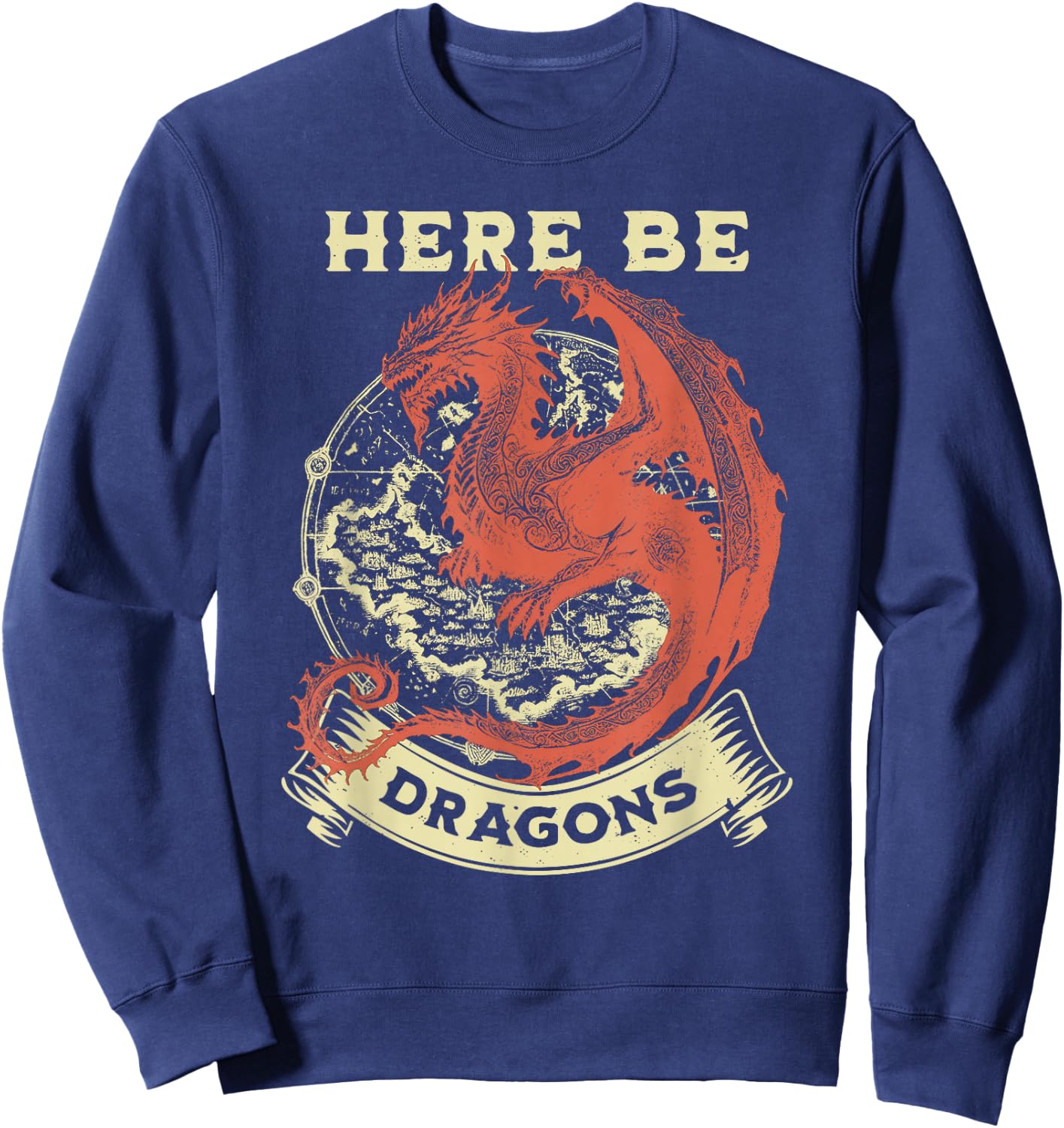 Here Be Dragons Map Sweatshirt - Sweatshirt | Navy