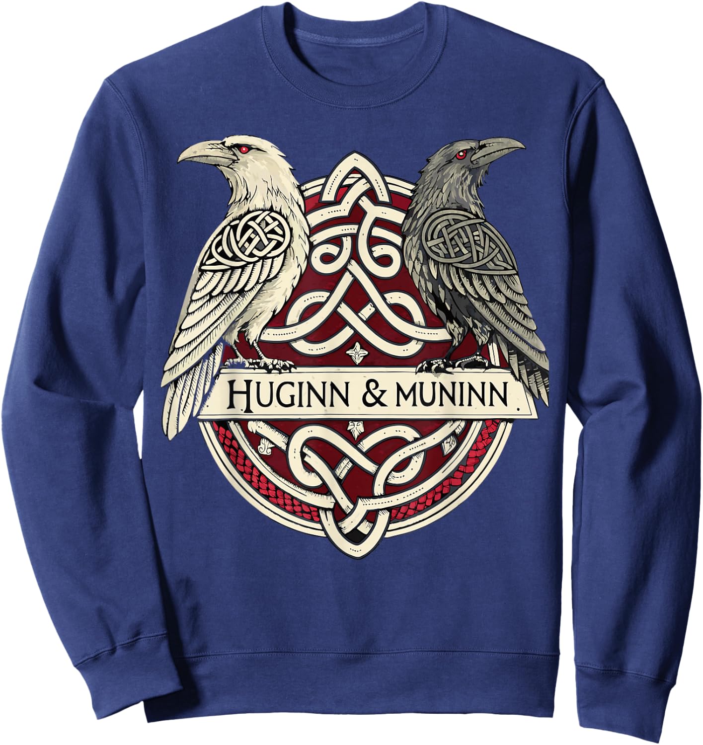 Norse Raven Knotwork – Huginn & Muninn Viking Mythology Sweatshirt - Sweatshirt | Navy