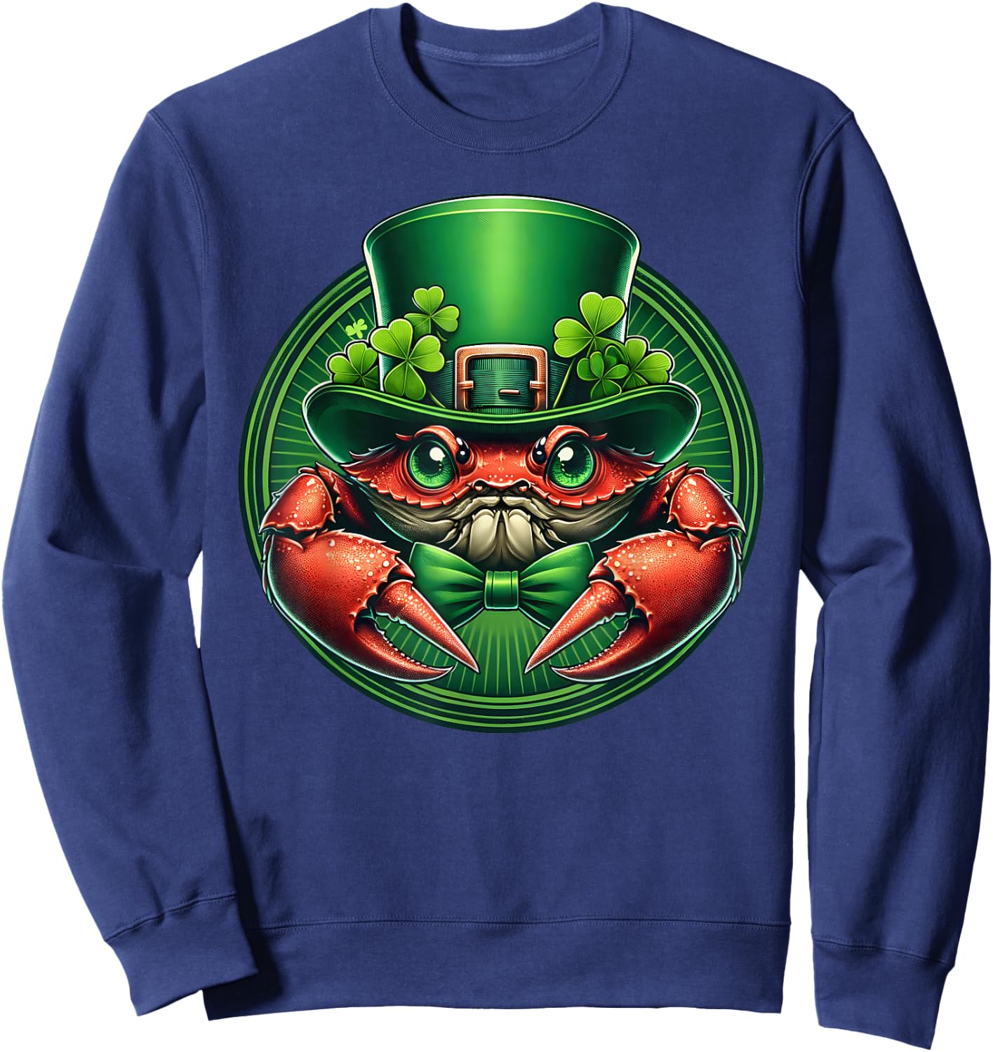 Funny Leprechaun Crab St Patricks Day Kids Men Women Sweatshirt - Sweatshirt | Navy