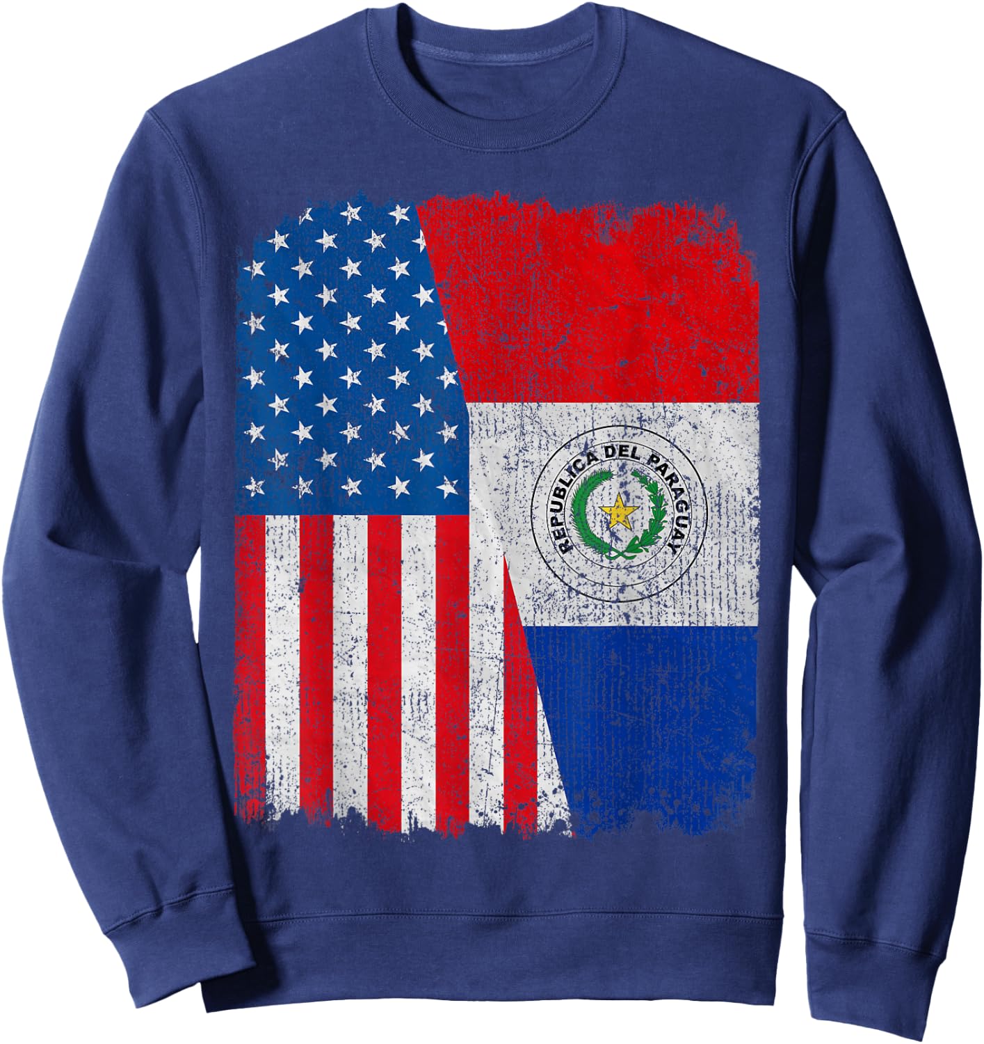 Paraguayan American Flag Half USA Paraguay Root Proud Sweatshirt - Sweatshirt | Navy