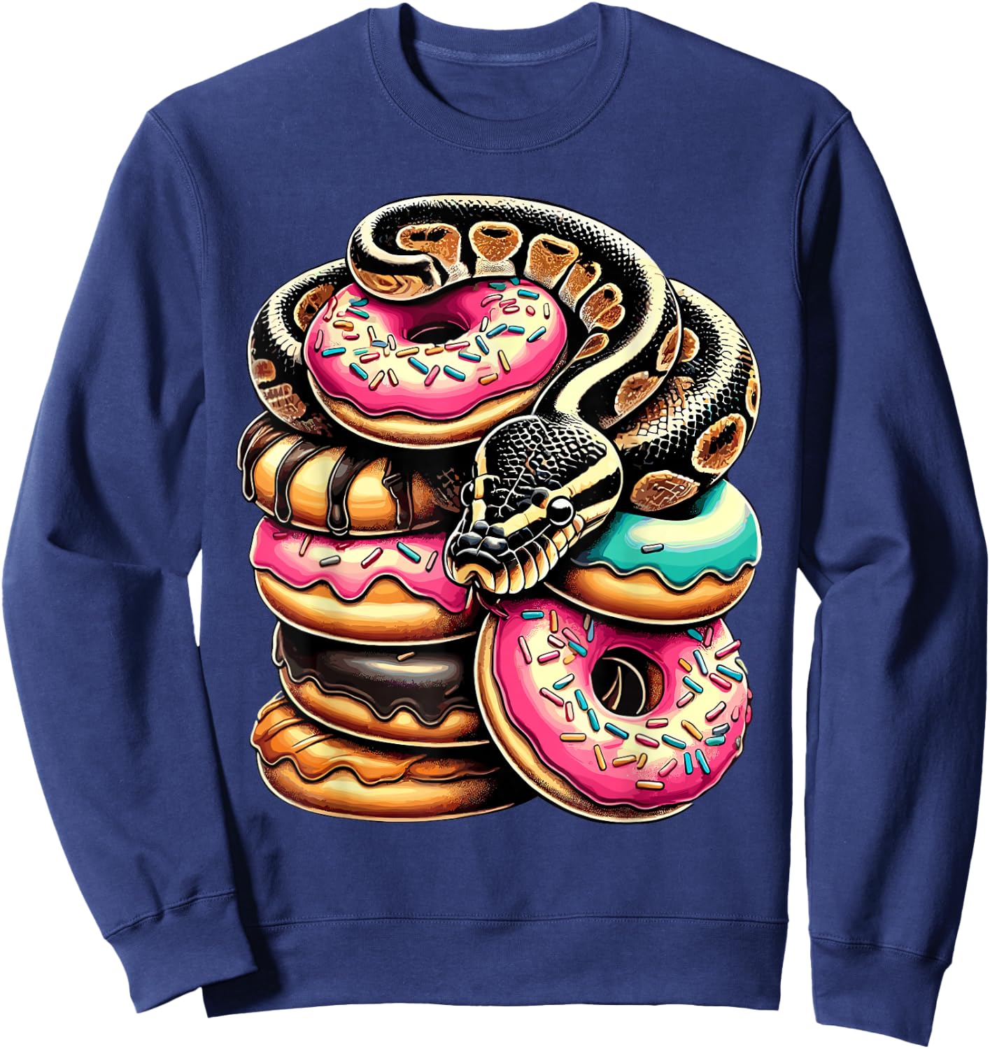 Donut Ball Python for Reptile Lovers Snake Sweatshirt - Sweatshirt | Navy