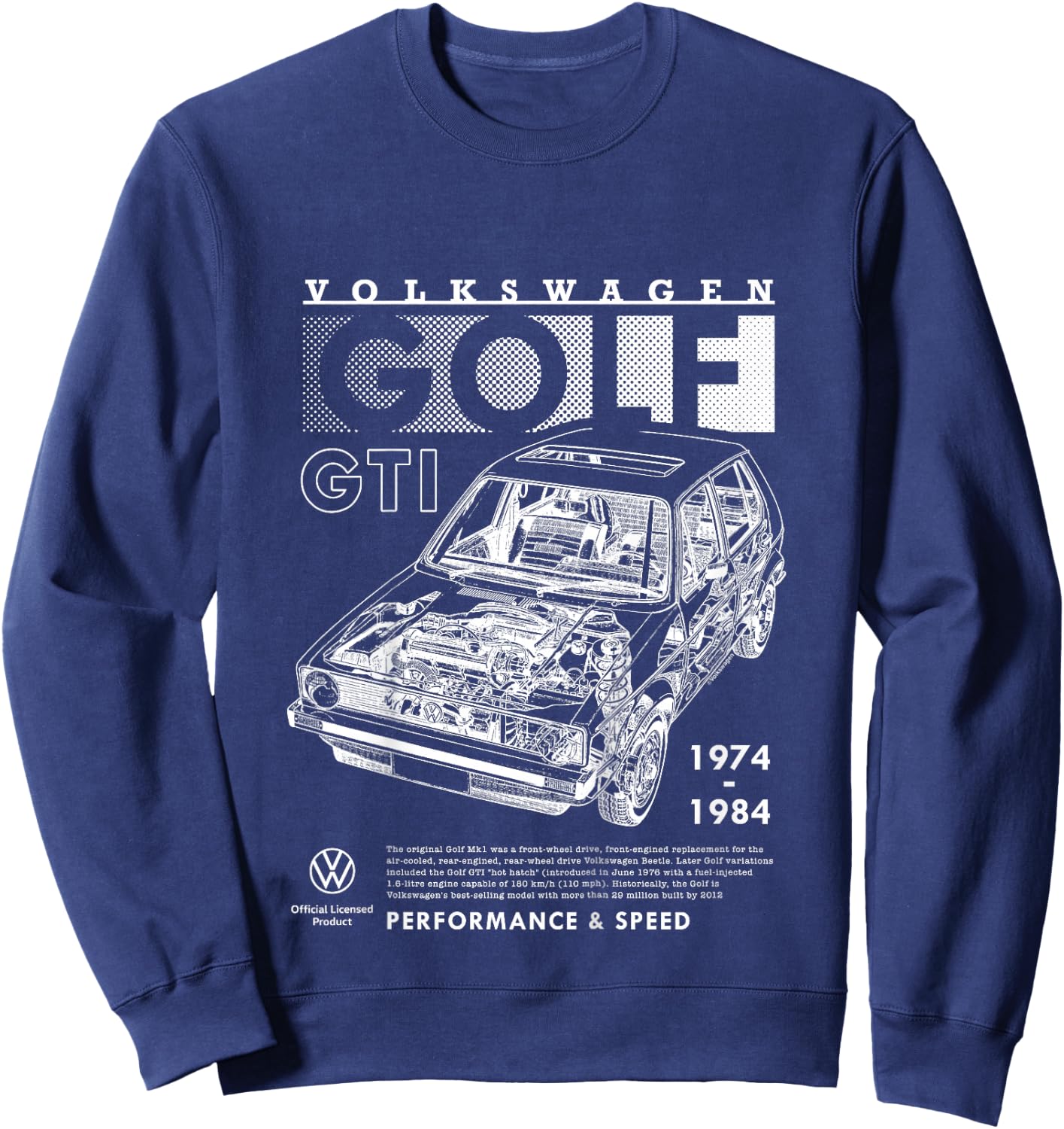 Kids Volkswagen Golf GTI Mk1 Performance & Speed Kids , Black, 2 Sweatshirt - Sweatshirt | Navy