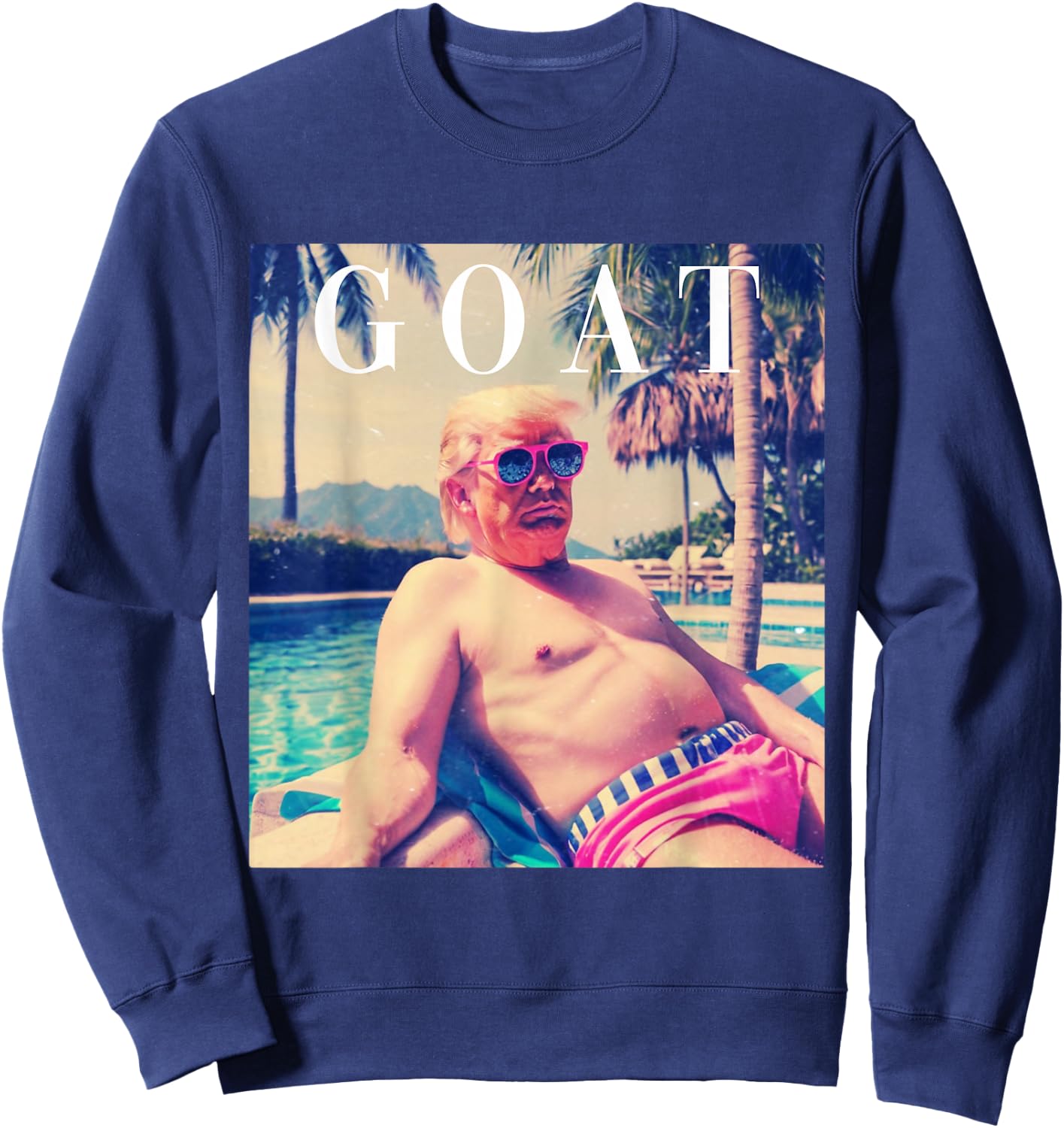 Trump GOAT Shirt Funny Summer 2024 Republican Donald Trump Sweatshirt - Sweatshirt | Navy