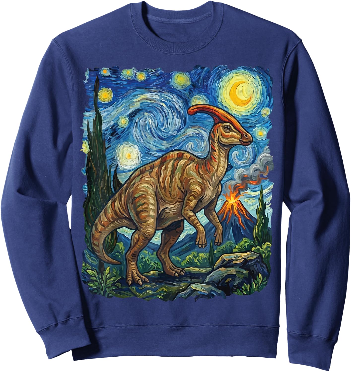 Parasaurolophus Starry Night Parasaur Sweatshirt - Sweatshirt | Navy