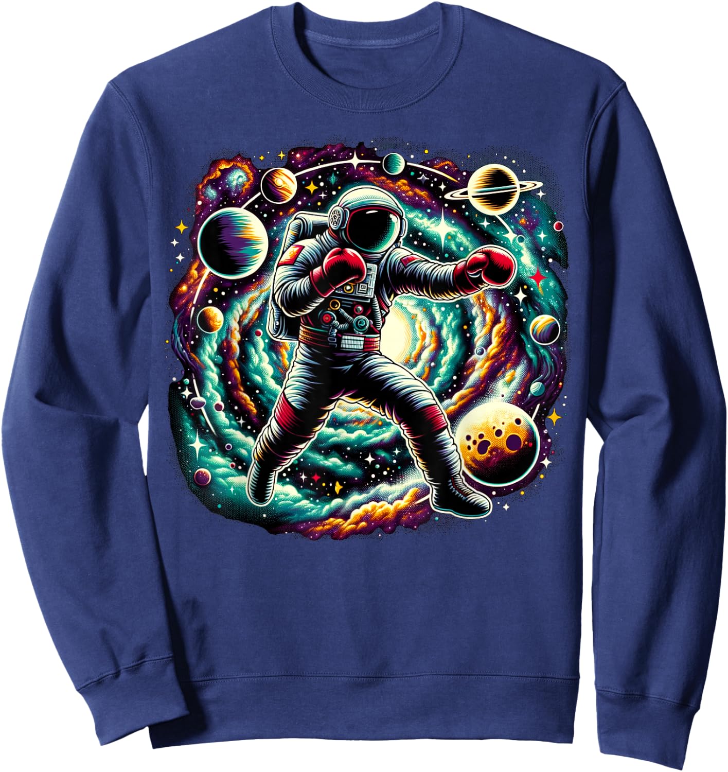 Cool Galaxy Boxer Astronaut on Boxing Sweatshirt - Sweatshirt | Navy