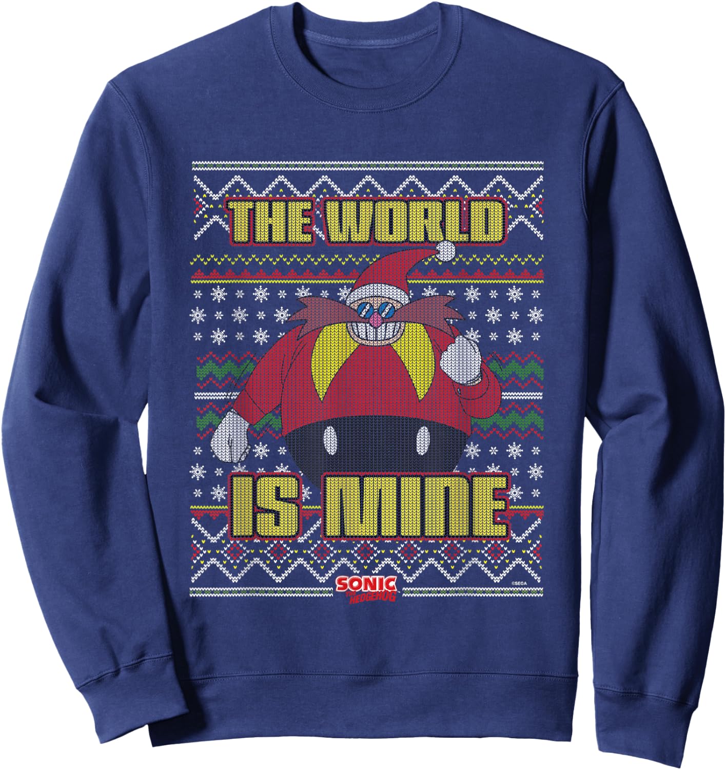 Sonic The Hedgehog Christmas Doctor Eggman Ugly Sweater Sweatshirt - Sweatshirt | Navy