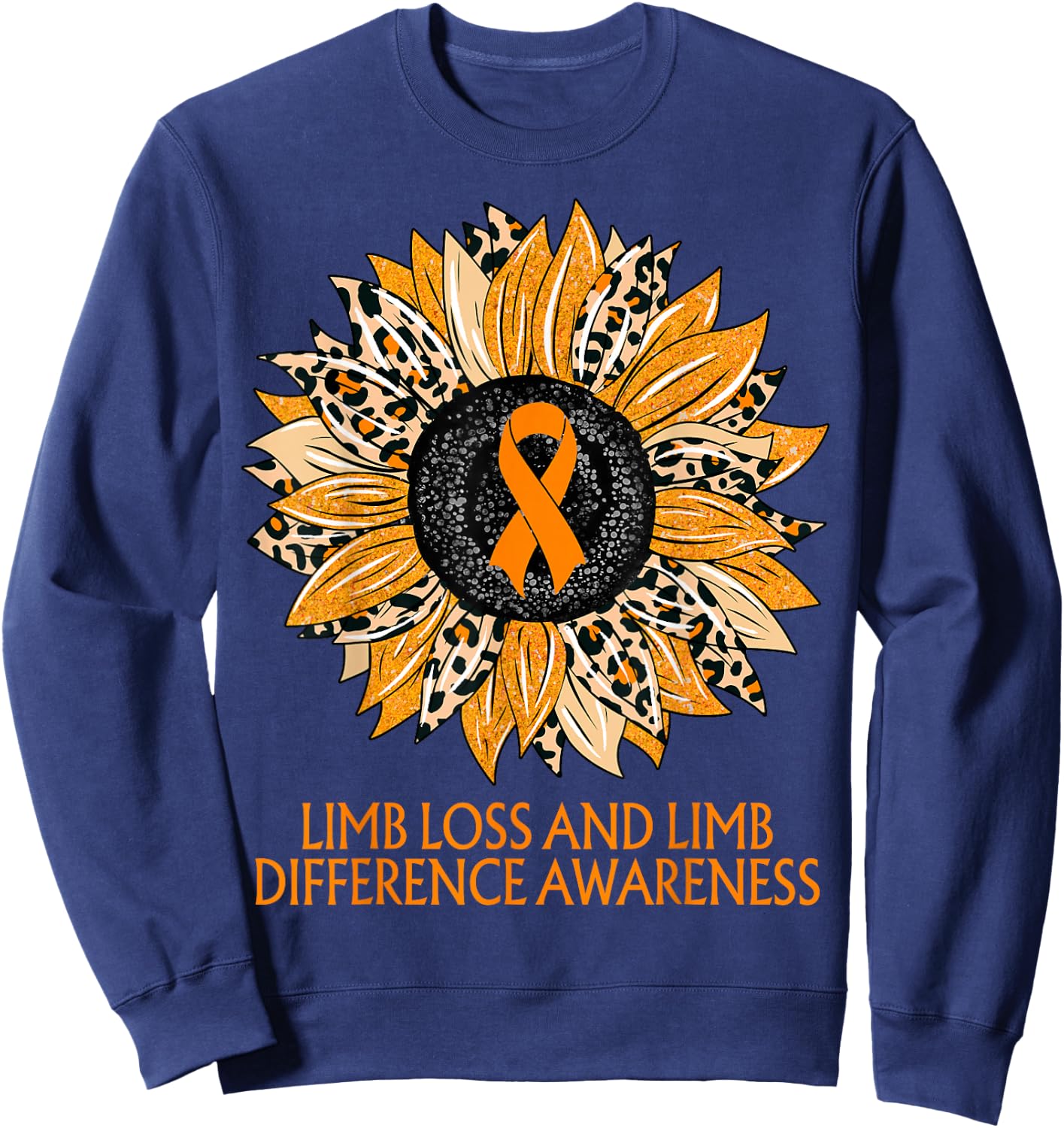 Leopard Sunflower Limb Loss and Limb Difference Awareness Sweatshirt - Sweatshirt | Navy