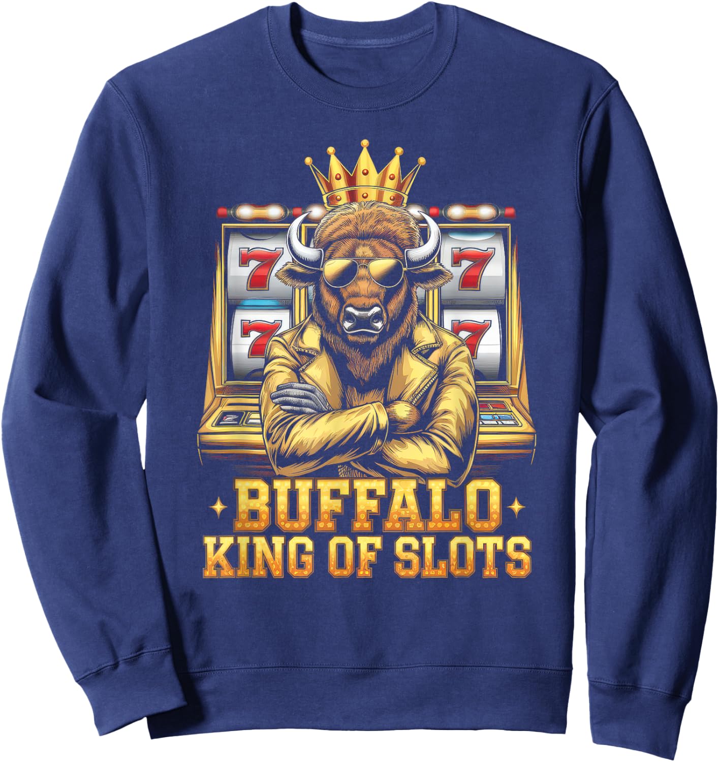 Lucky Buffalo Casino Slot Machine Gambling Gift Gambler Sweatshirt - Sweatshirt | Navy