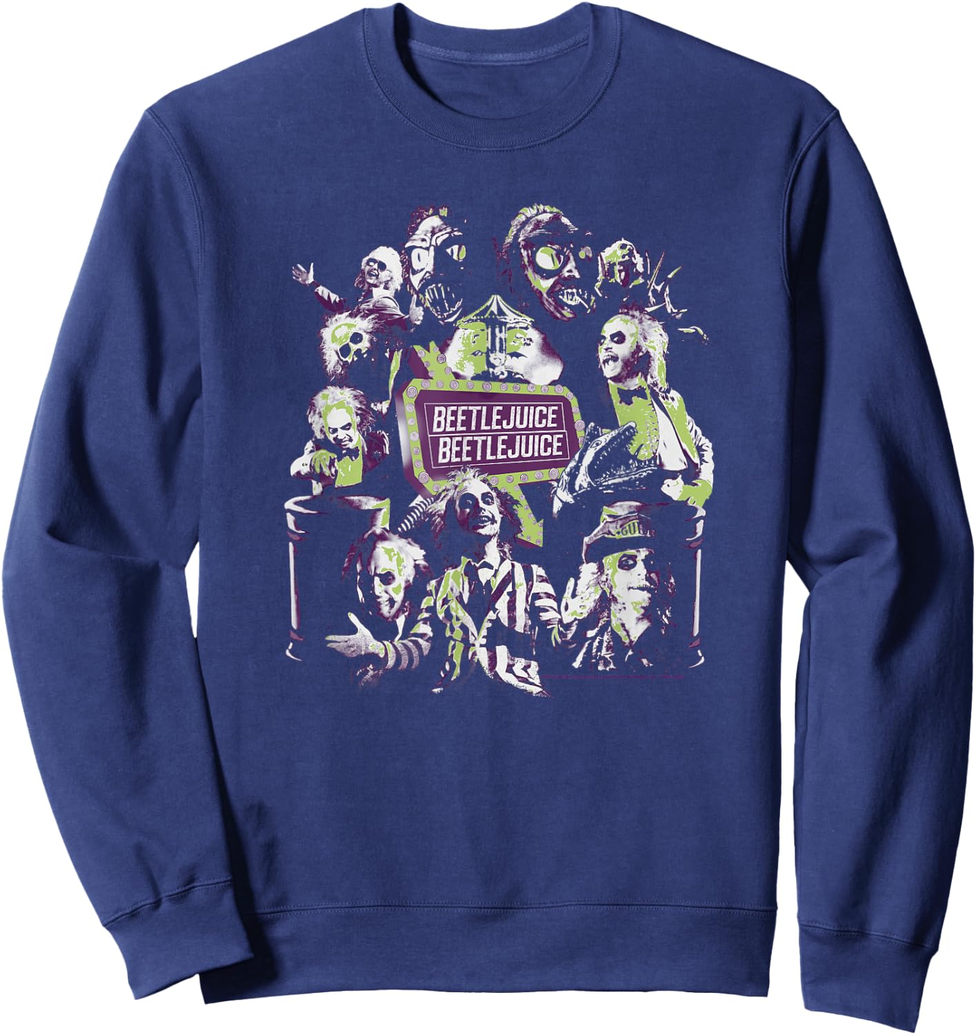 Beetlejuice Say It Thrice Movie Poster Sweatshirt - Sweatshirt | Navy