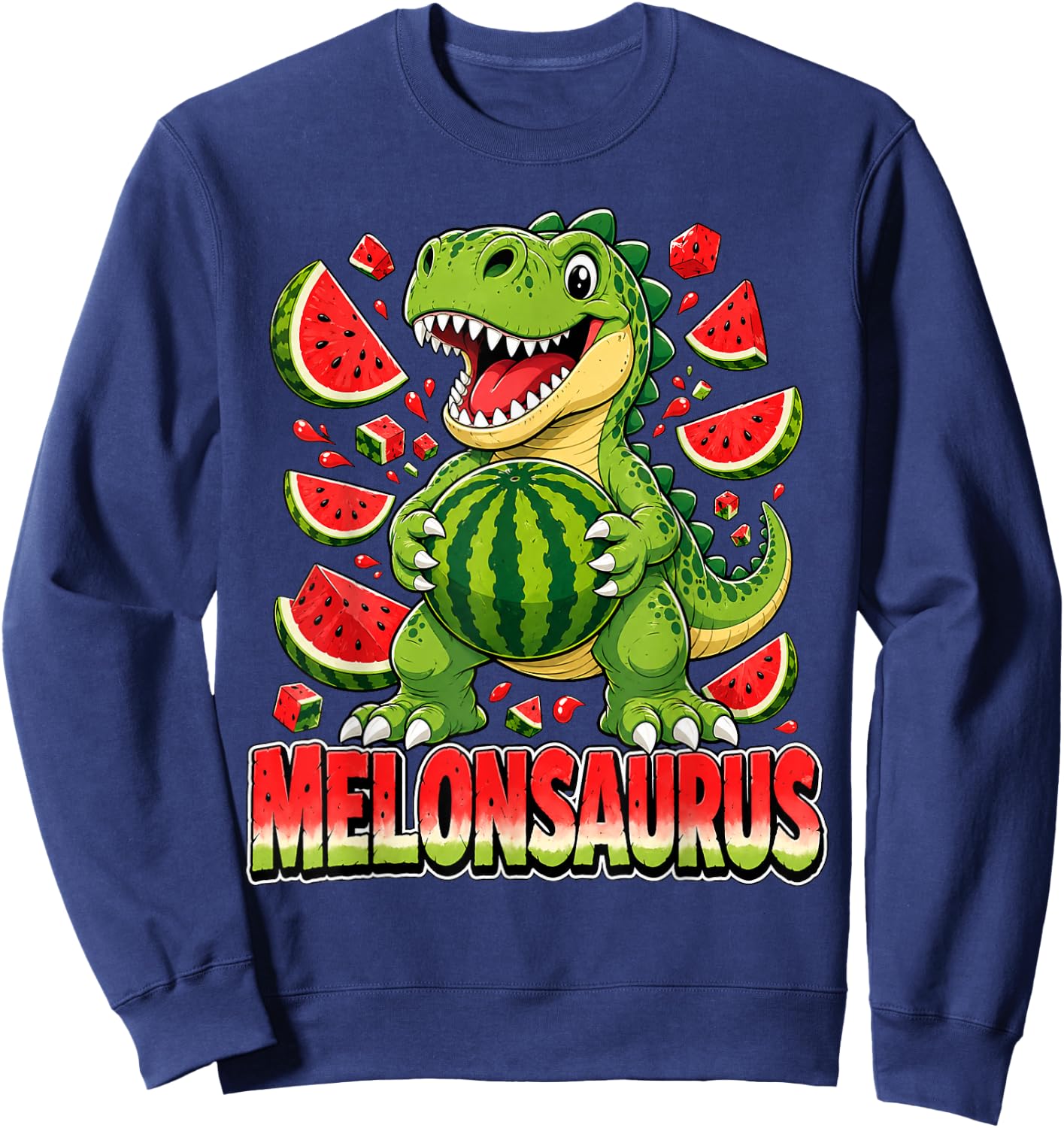 Melonasaurus Dinosaur Watermelon Dino Melonsaurus Watermelon Sweatshirt - Sweatshirt | Navy