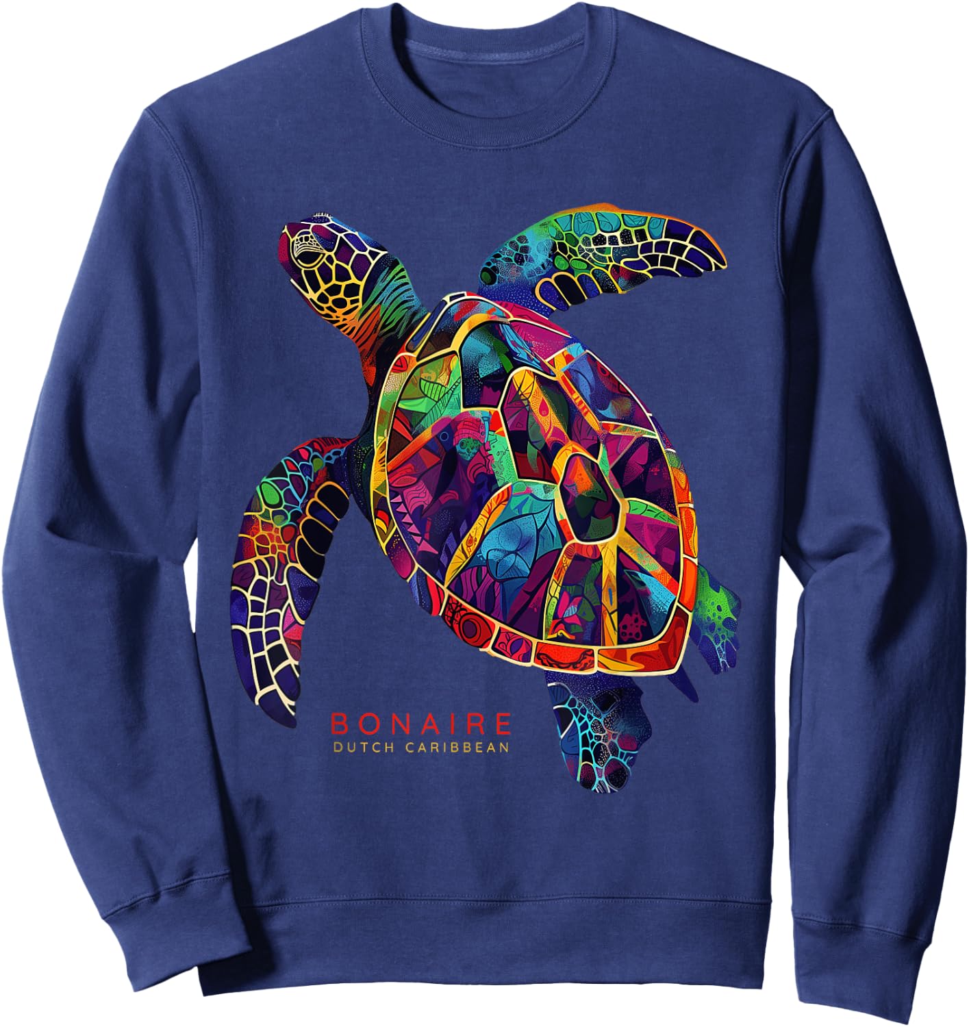 Bonaire Dutch Caribbean Sea Turtle Scuba Dive Vintage Surfer Sweatshirt - Sweatshirt | Navy