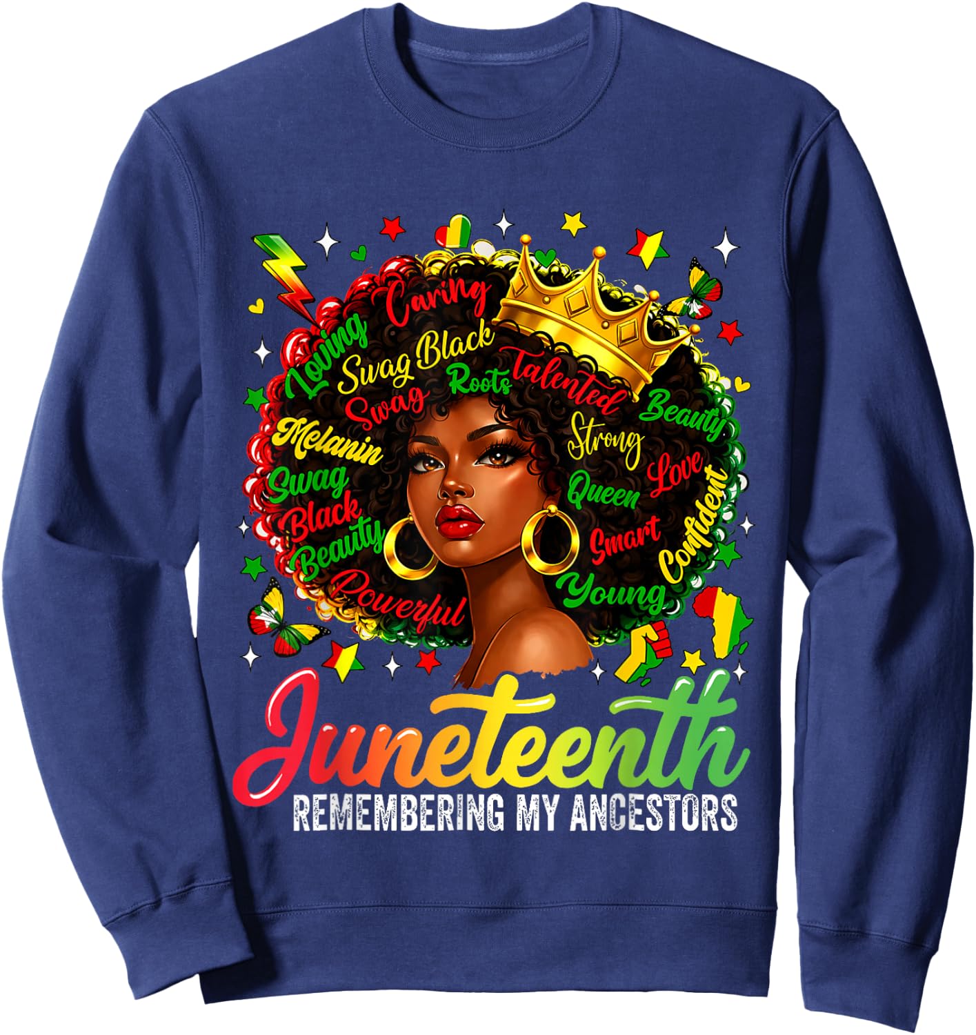Juneteenth Remembering My Ancestors Black Women Juneteenth Sweatshirt - Sweatshirt | Navy