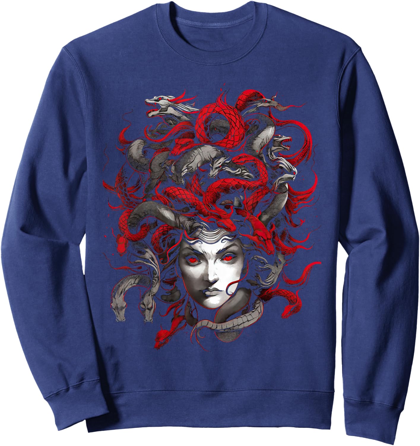 Medusahead Greek Mythology Ancient Snake Hair Sweatshirt - Sweatshirt | Navy